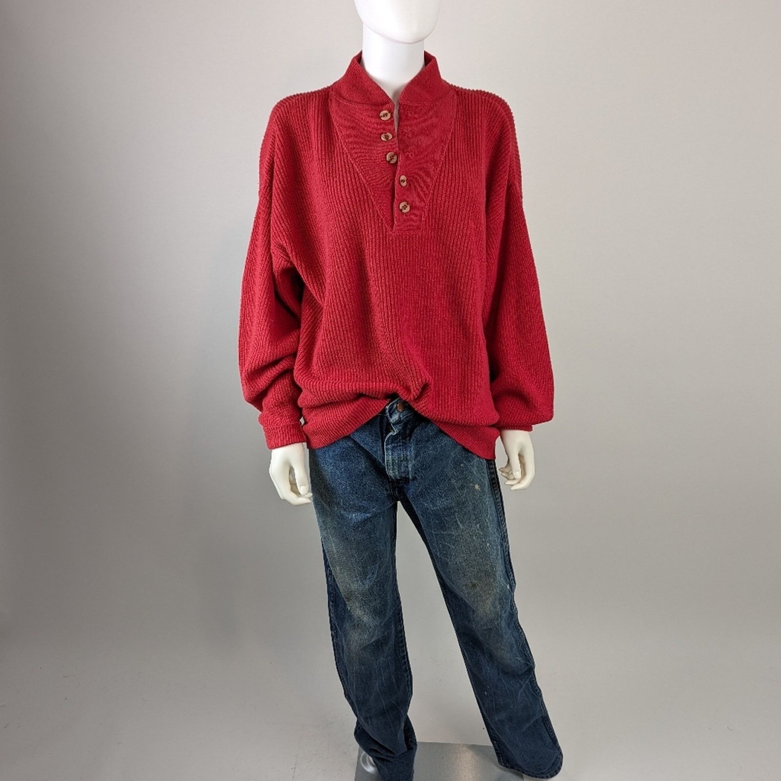 Lands' End Land's End Red Knit Vintage Sweater L Size US L / EU 52-54 / 3 - 1 Thumbnail