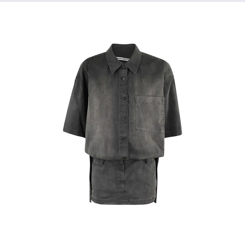 Alexander Wang Alexander Wang Distressed Collar Short-Sleeve Dress - dmc Size US 36 / EU 52 - 1 Thumbnail