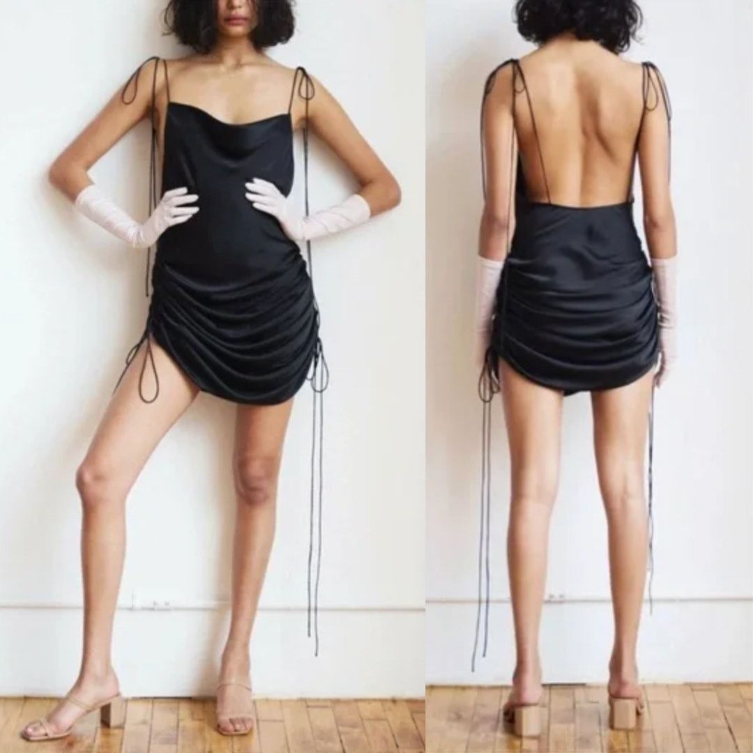 Orseund Iris Orseund Iris | Drawstring Dress in Black Ruched Mini Dress S Size S / US 4 / IT 40 - 2 Thumbnail