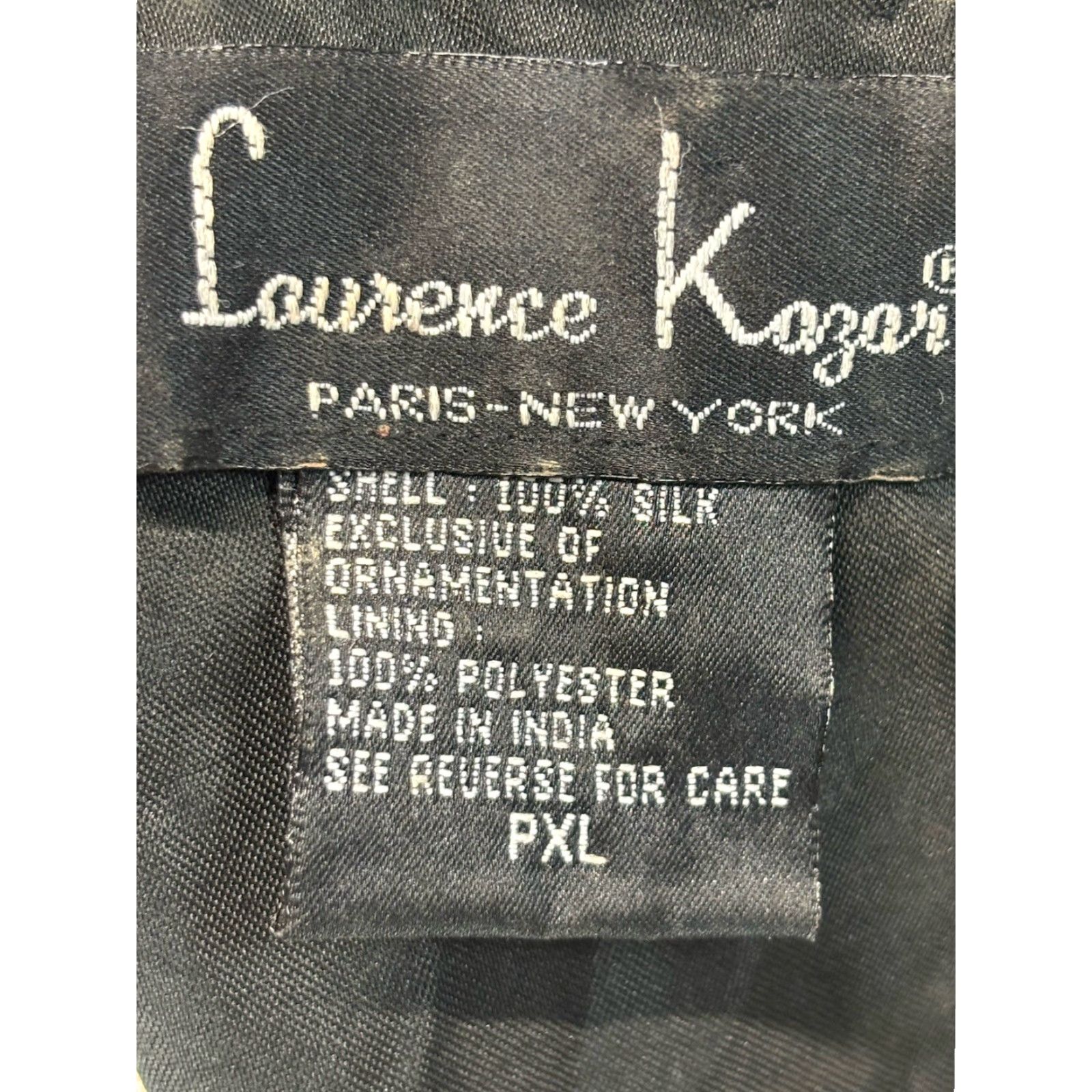 X-LARGE VINTAGE Laurence Kazar Beaded Top Shirt PXL Petite Black Silk Eveningwear 1990s Formal Womens Size XL / US 12-14 / IT 48-50 - 8 Thumbnail