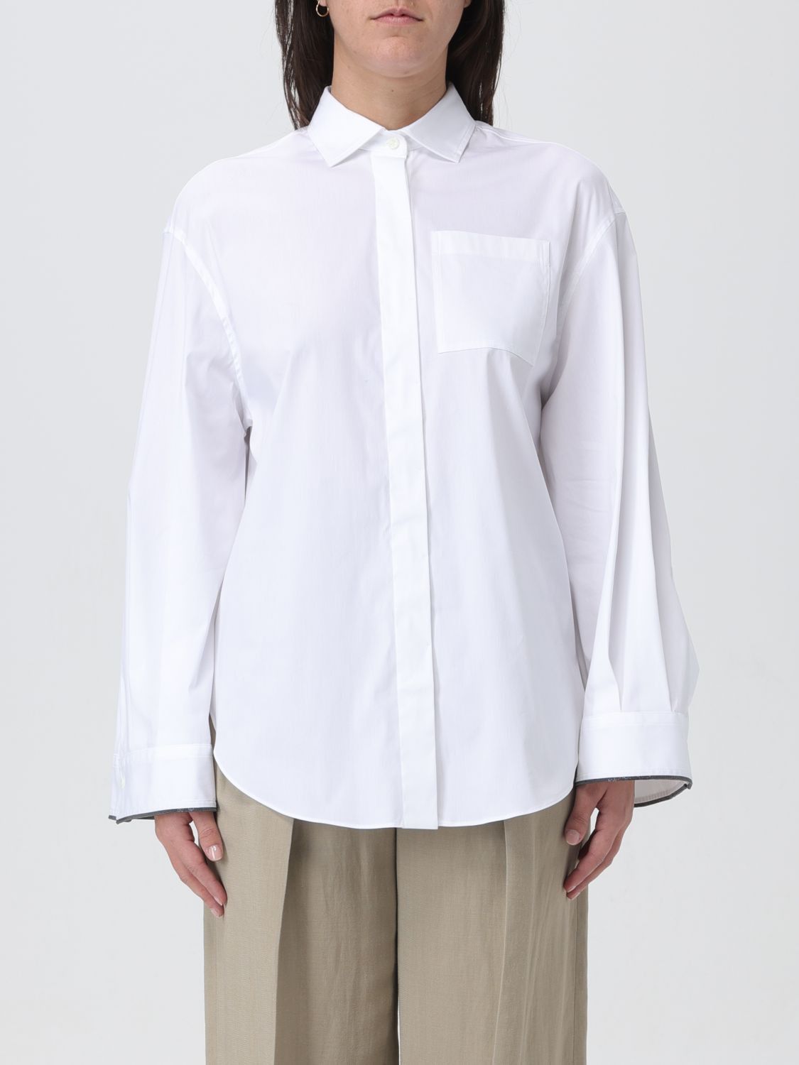 image of Brunello Cucinelli Shirt Woman White, Women's (Size Large)