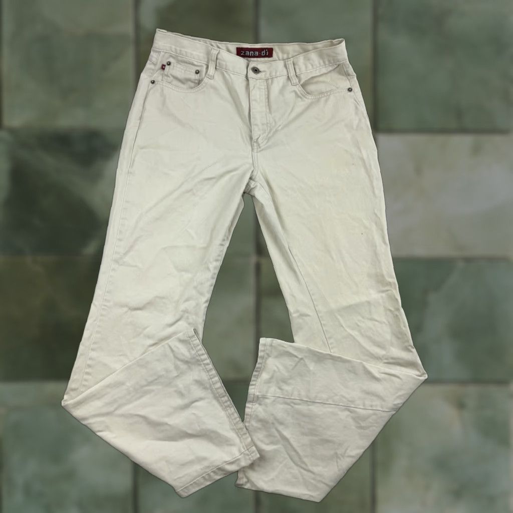Vintage VINTAGE Zana Di Jeans Womens 9 Cream Flare Y2K Punk Grunge Cute Mall Core 2000s Size 30" / US 8 / IT 44 - 1 Thumbnail