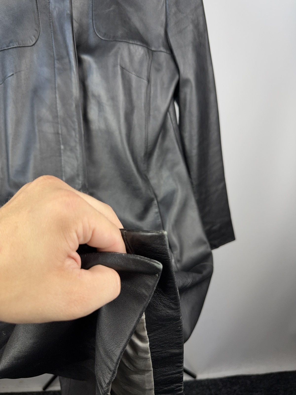 Vintage Vintage 90s Leather Opium Punk Coat Trench Retro Y2K Size M / US 6-8 / IT 42-44 - 9 Thumbnail
