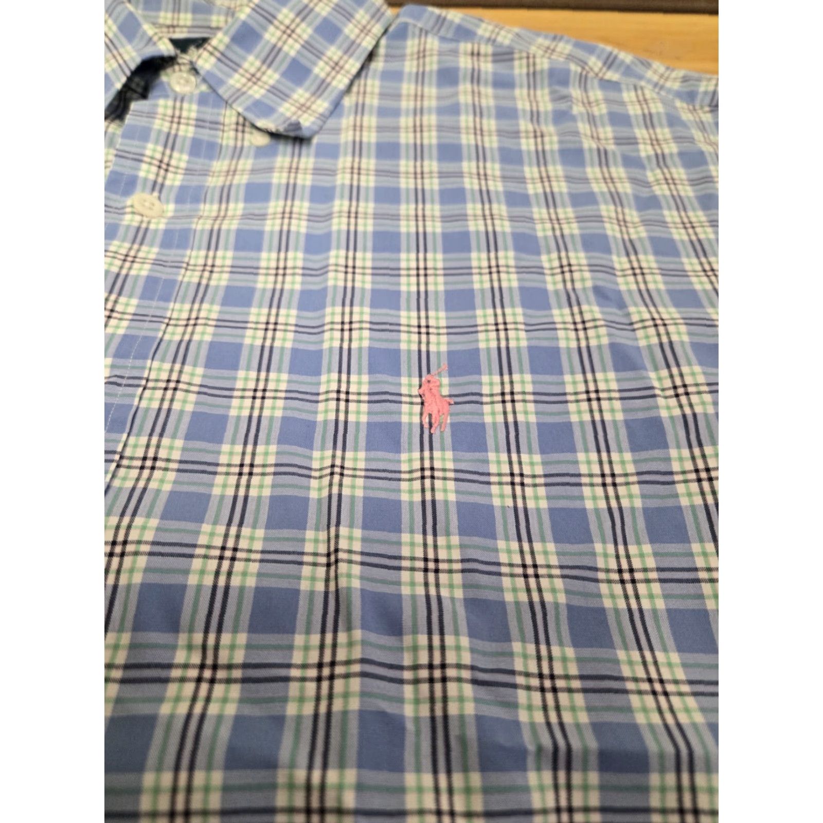 Polo Ralph Lauren Polo Ralph Lauren Shirt Men L Short Sleeve Plaid Blue Button-Down Collar Logo Embroidered Casual Shirt Size US L / EU 52-54 / 3 - 5 Thumbnail