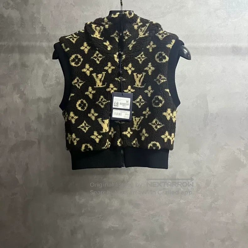 Louis Vuitton Louis Vuitton Brown graphic print zip-up hooded sleeveless Size XXS / US 00 / IT 34 - 1 Thumbnail