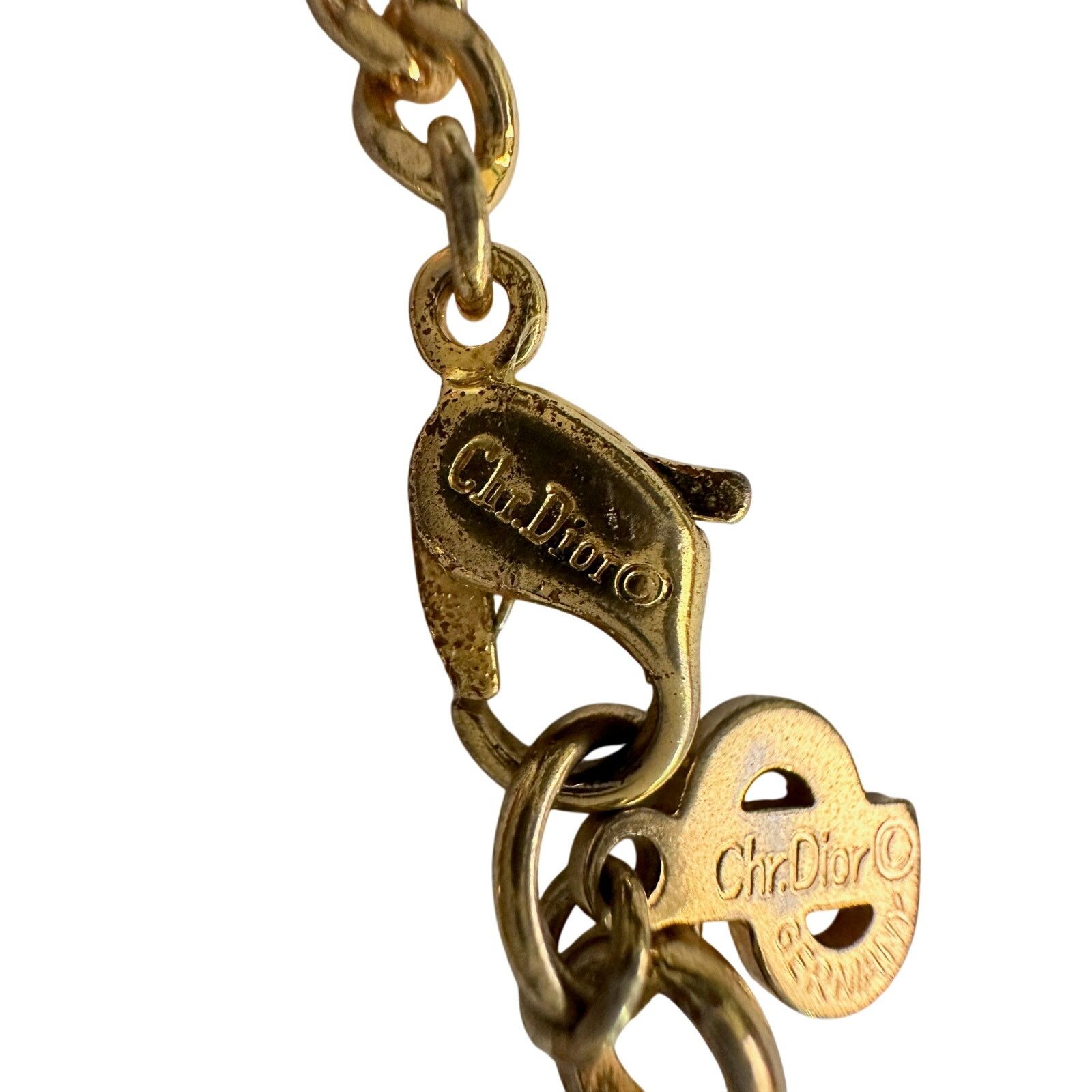 Dior Christian Dior Black Logo Plate Necklace Gold Plated Size ONE SIZE - 4 Thumbnail
