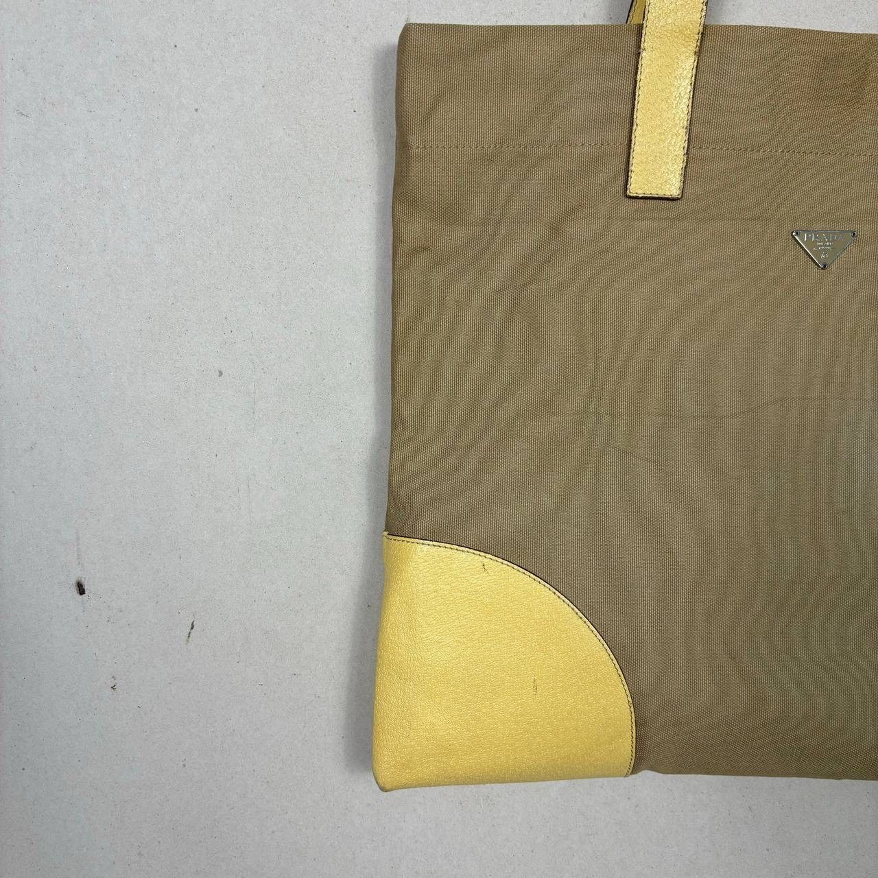 Prada Vintage 90s Prada Canvas Leather Tote Bag Triangle Logo Size ONE SIZE - 5 Thumbnail