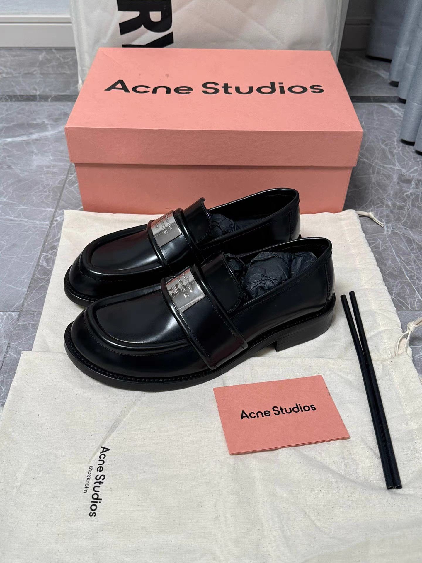 Acne Studios Acne Studios New 1996 Metal Logo Loafers K6 Size US 7 / IT 37 - 8 Thumbnail