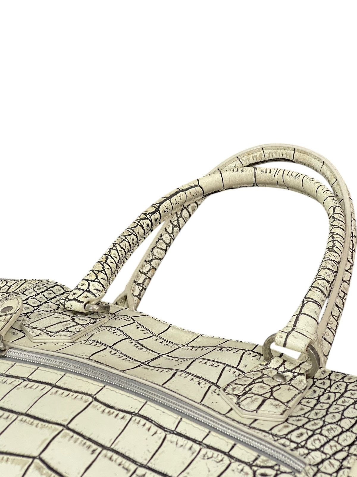 Genuine Leather Albino Crocodile Embossed Moda Principe Tote Bag 2🟩2 Size ONE SIZE - 18 Thumbnail