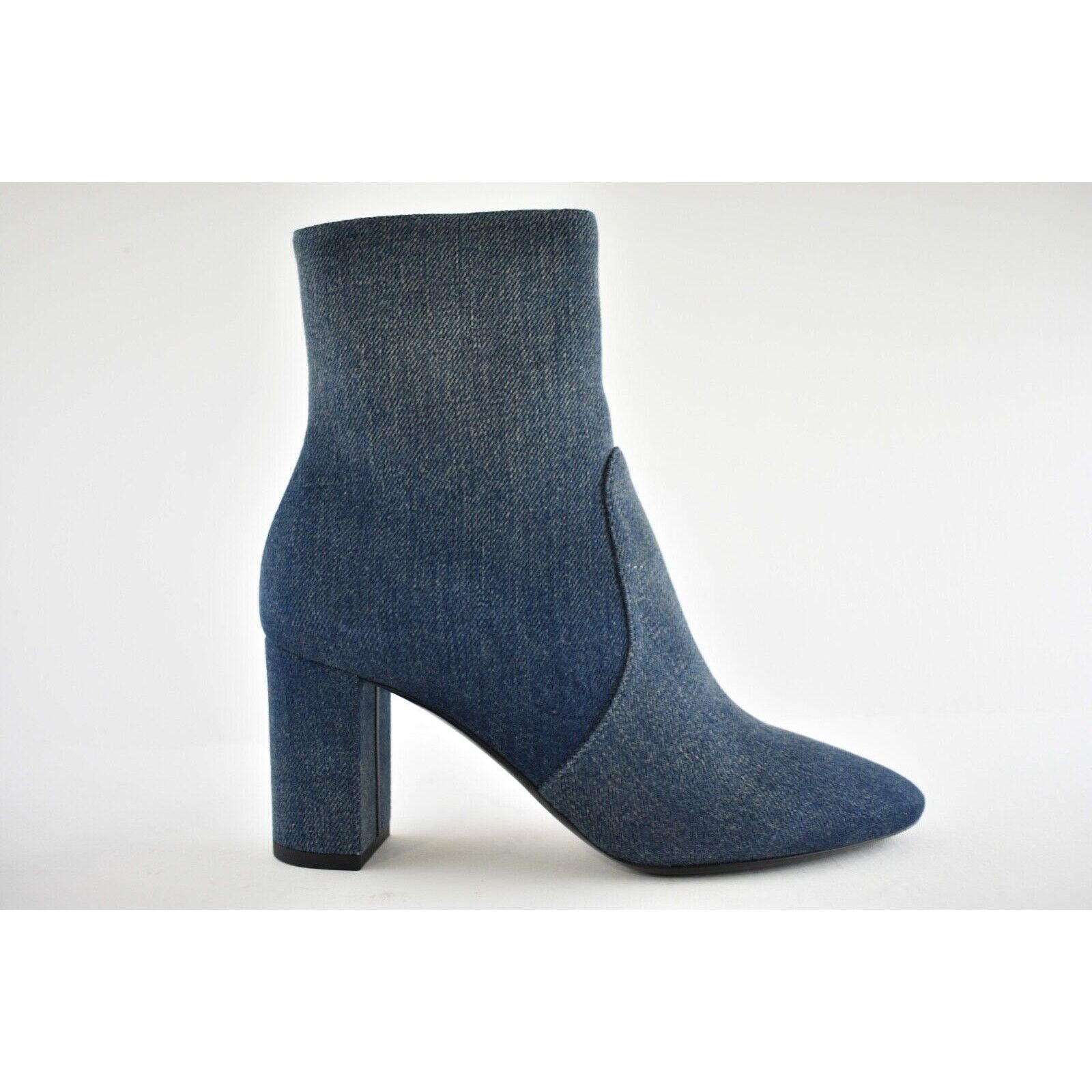 Yves Saint Laurent Saint Laurent Lou 75 Blue Jeans Denim YSL Zip Block Heel Size US 6.5 / IT 36.5 - 3 Thumbnail