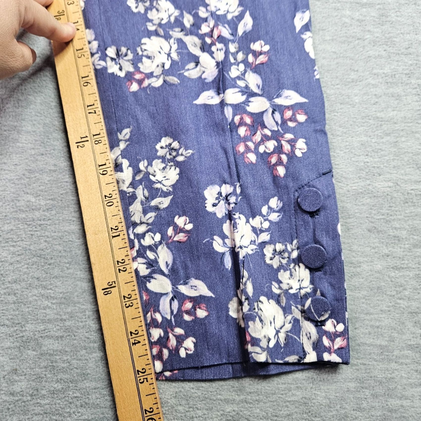 J. Jill J.Jill Linen Stretch Pants Women S Blue Floral Pull On Ankle Casual Pants Size 28" / US 6 / IT 42 - 6 Thumbnail