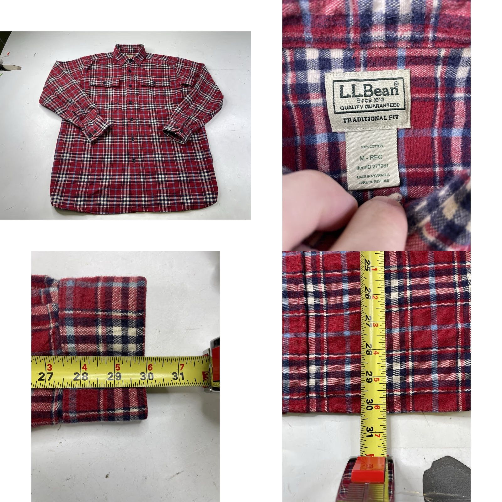 Vintage VINTAGE LL Bean Chamois Plaid Flannel Button Up Shirt Red 277981 Mens Medium Traditional Size US M / EU 48-50 / 2 - 8 Thumbnail