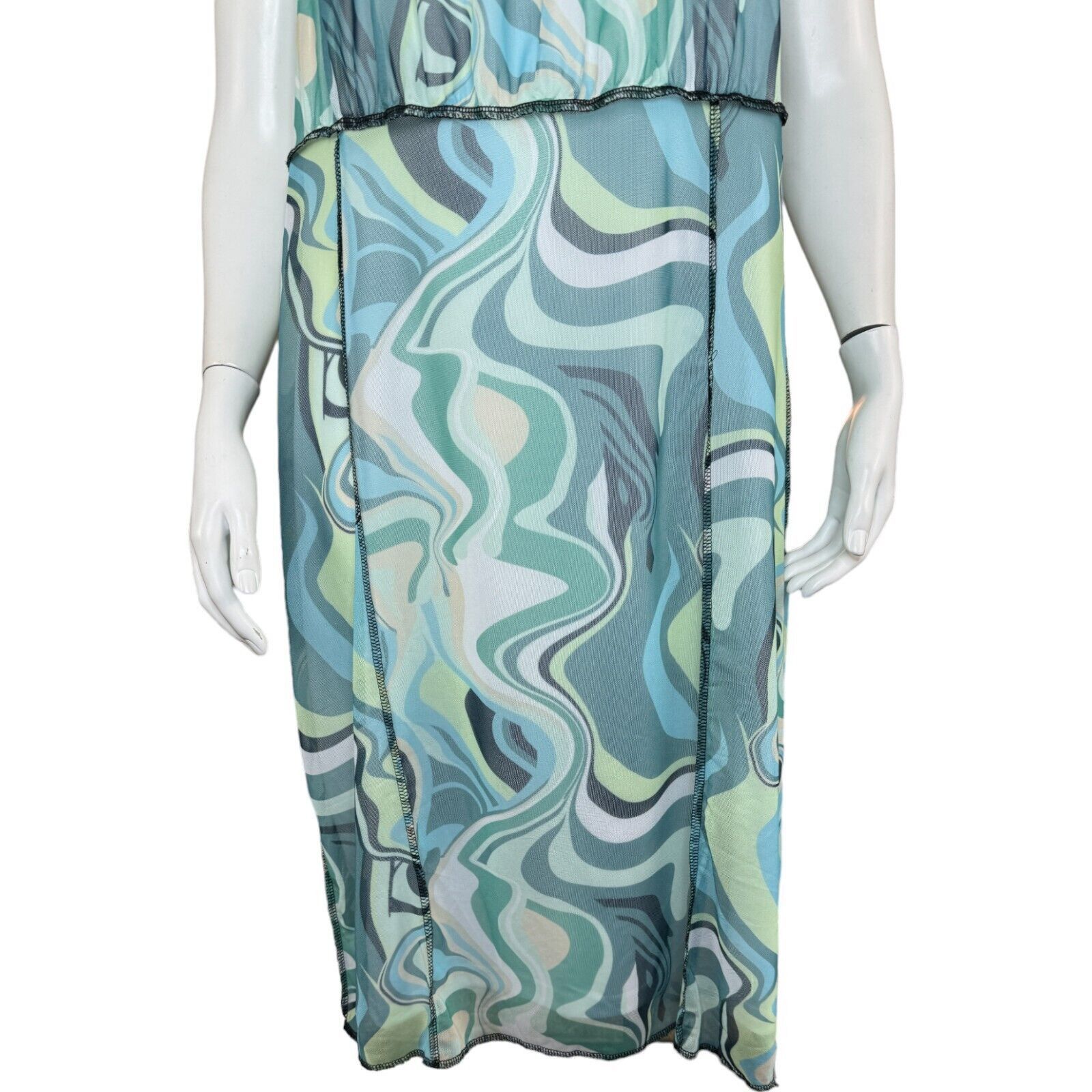 rue21 Rue 21 Blue Swirl Sleeveless Sheath Dress Lined Size 2X Size XXL / US 16-18 / IT 52-54 - 3 Thumbnail