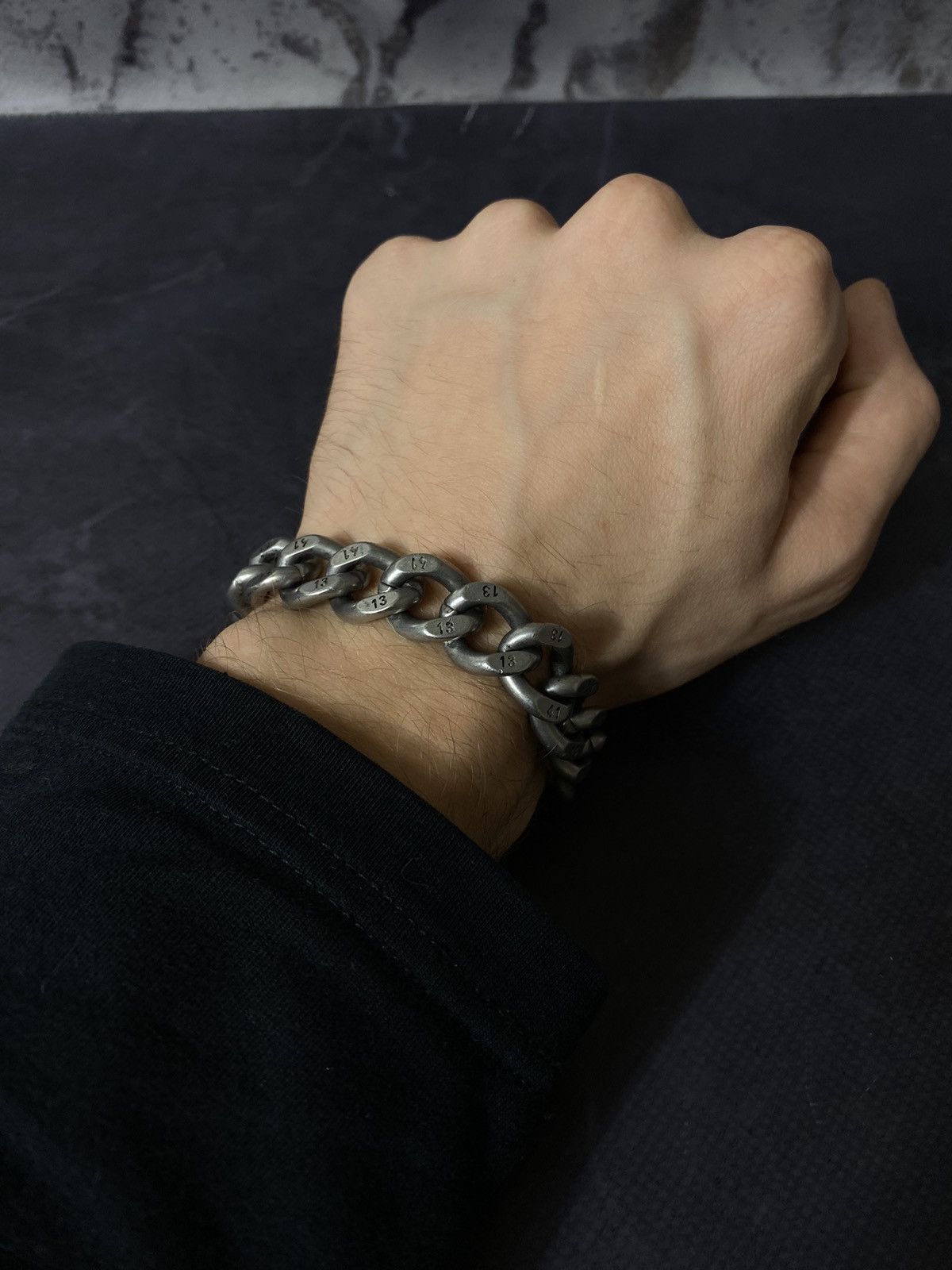 Japanese Brand Vintage Chunky Curb Chain Bracelet with Number 13 Size ONE SIZE - 5 Thumbnail