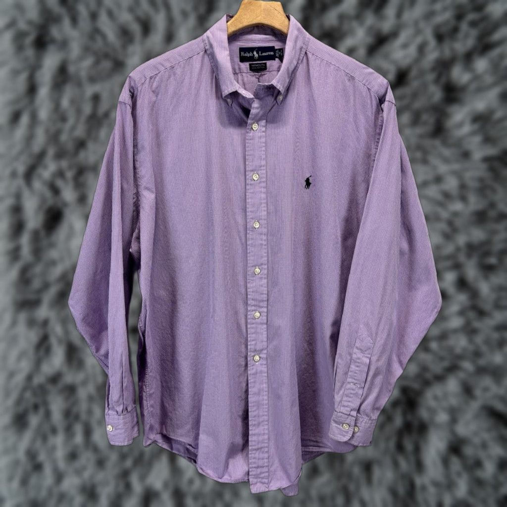Ralph Lauren Ralph Lauren Button-Down Shirt Sz 17 34/35 Men’s Purple White Check Yarmouth Size US XL / EU 56 / 4 - 1 Thumbnail