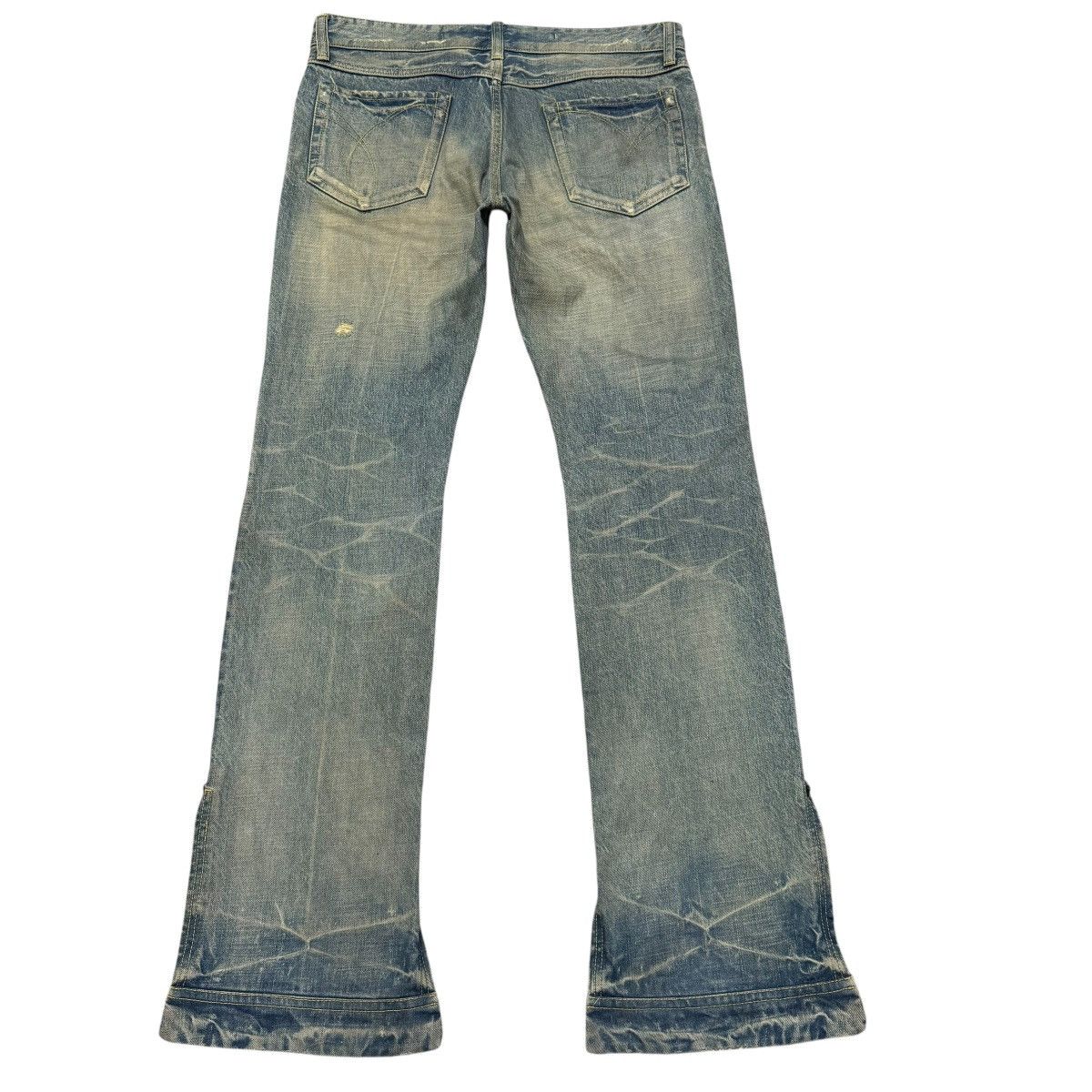 Japanese Brand Rico Mudwash Denim Flare Jeans Distressed Size US 33 - 2 Thumbnail