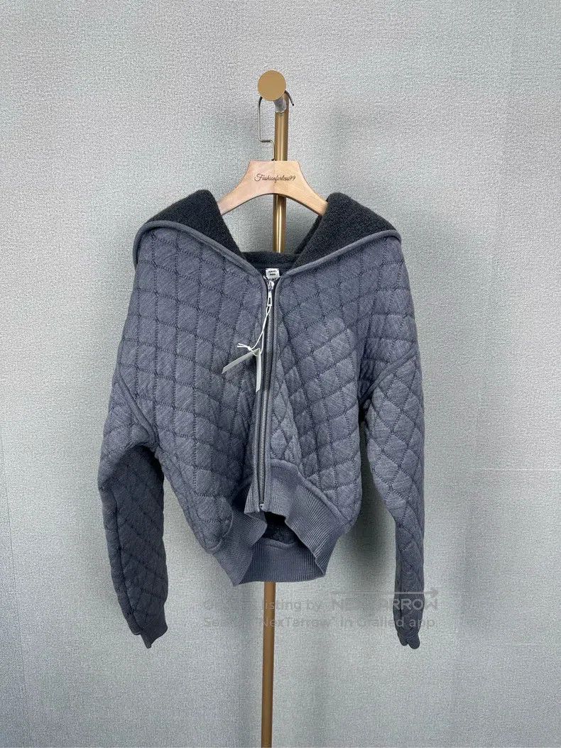 Hermes Hermes Gray Diamond Quilted Cotton Outerwear Size XXS / US 00 / IT 34 - 1 Thumbnail