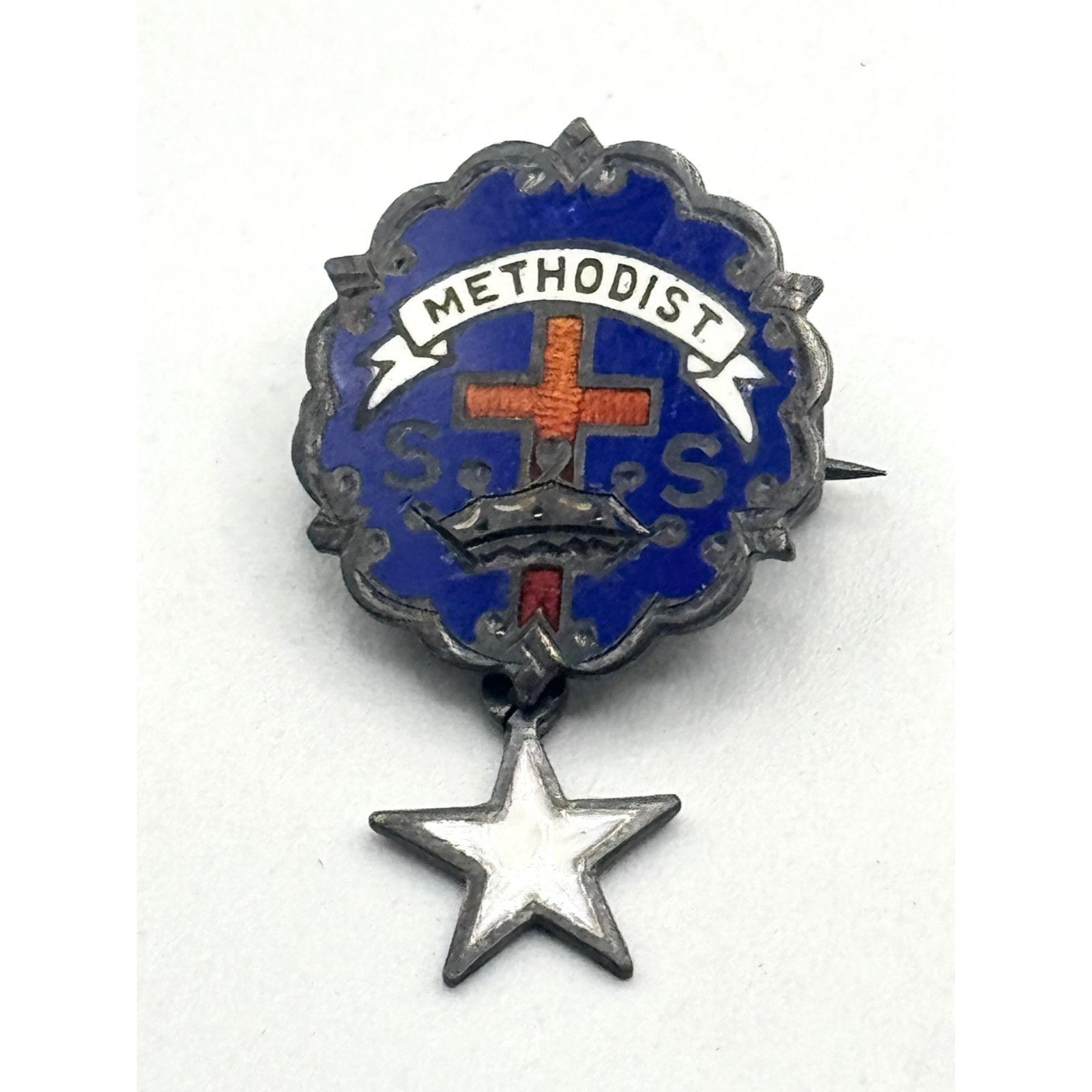 Vintage Vintage Enamel Methodist Littles System Brooch Pin hanging c ...