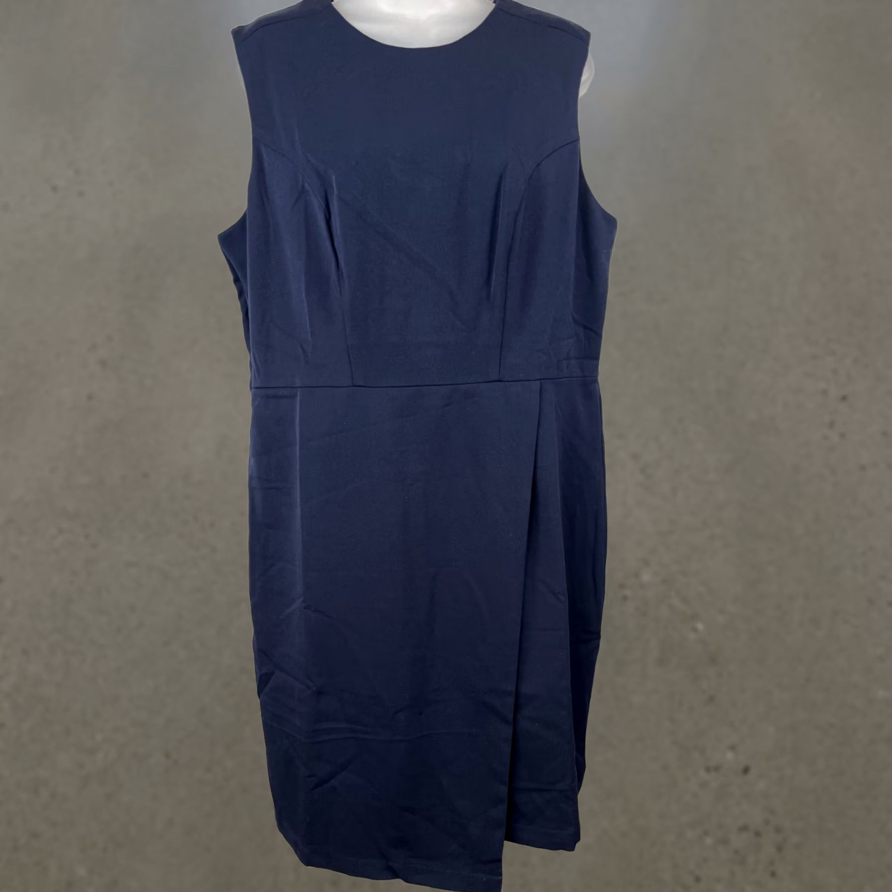 Merona Merona Dress Womens 18 Navy Blue Sleeveless Crew Neck Knee Length Sheath Office Size XXL / US 16-18 / IT 52-54 - 1 Thumbnail