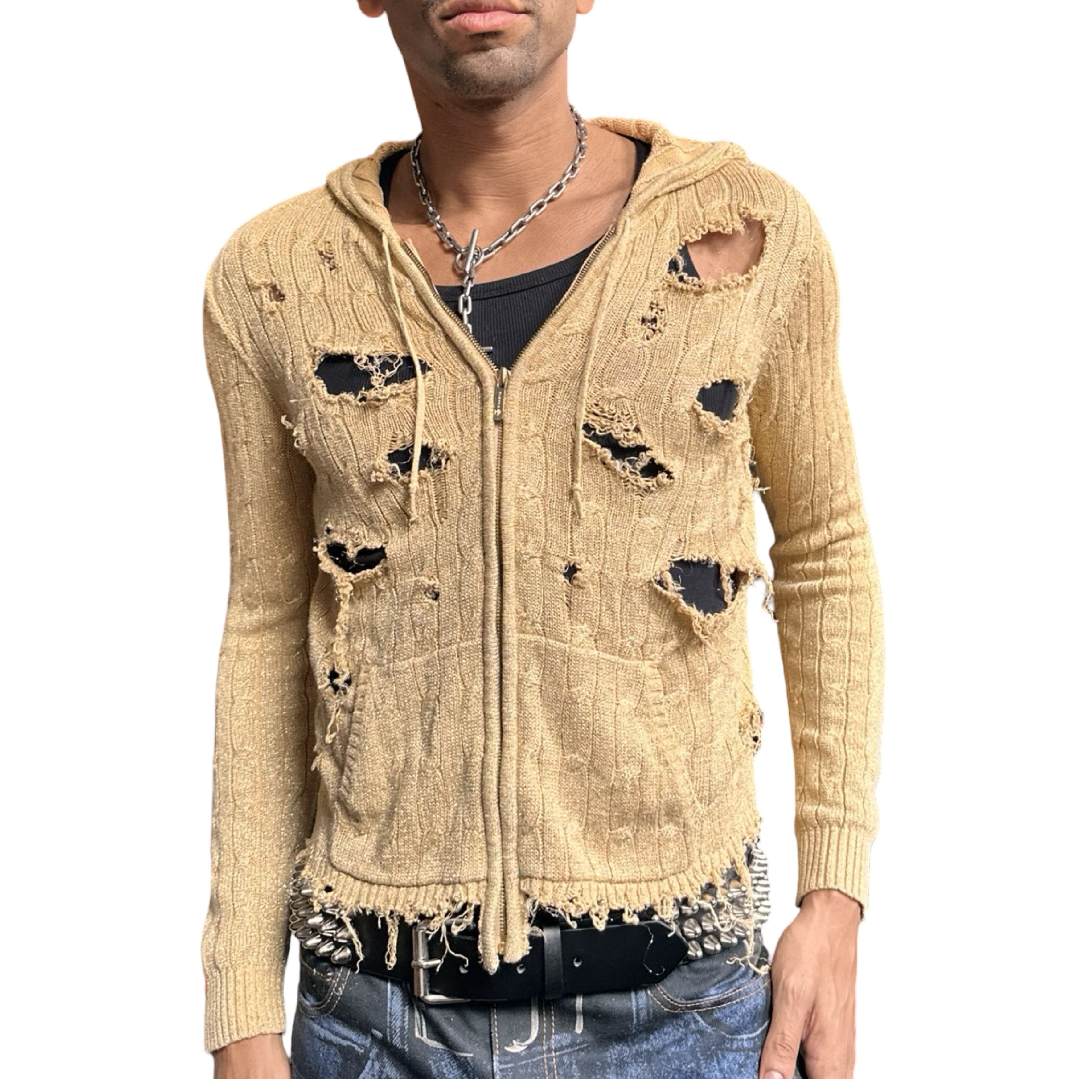 Ralph Lauren ASTROBOI x RL Gold Cable Knit Zip Up Sweater - Large Size L / US 10 / IT 46 - 2 Thumbnail