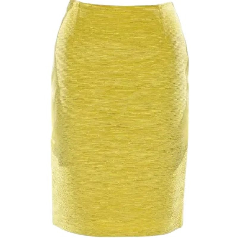 Dior CHRISTIAN DIOR Yellow Green Knee-Length Skirt, M/US8/FR40 Size 26" / US 2 / IT 38 - 1 Thumbnail