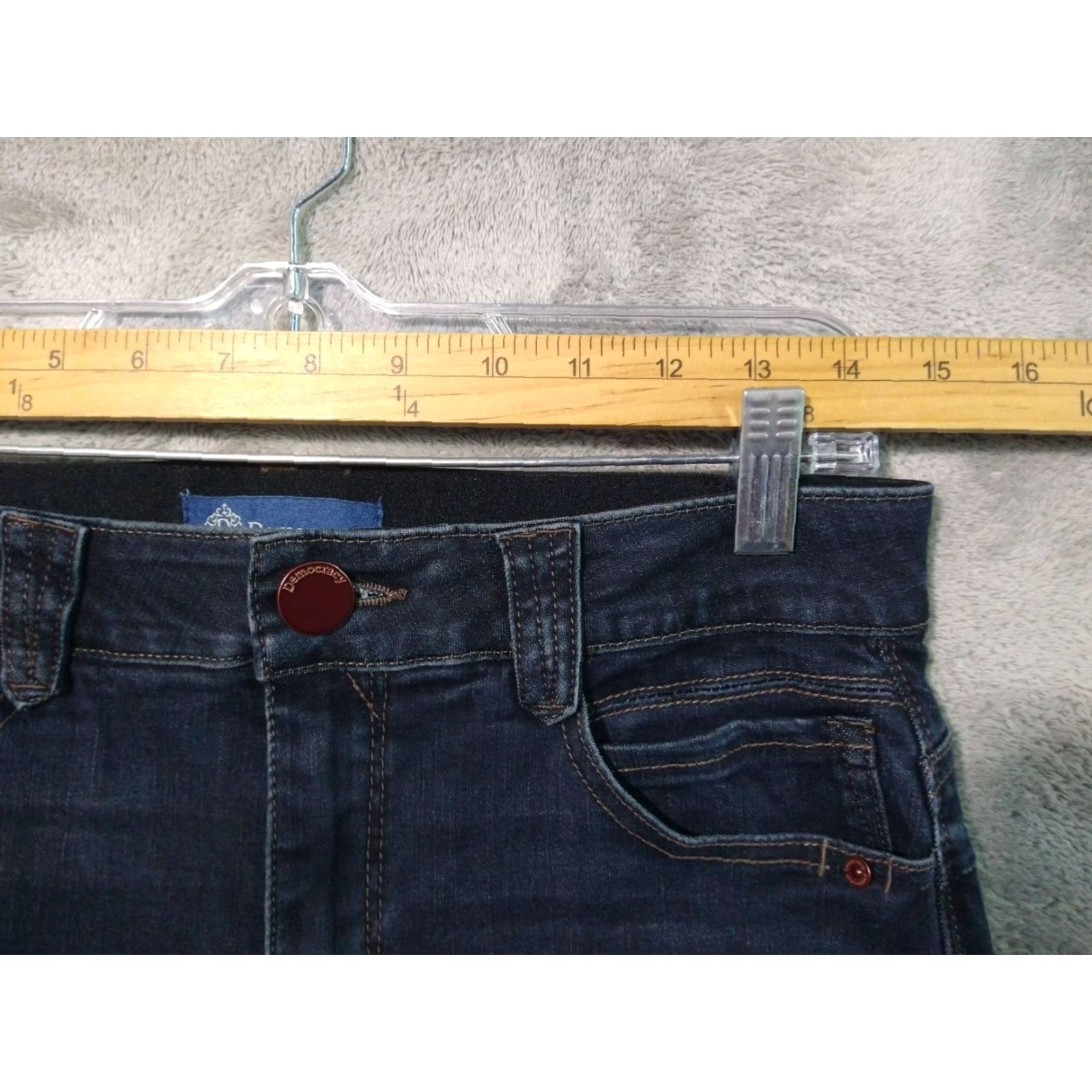 Vintage Democracy Jeans Womens 8 Blue Denim Ankle Indigo Dark Wash 5-Pocket Regular Stretch Cotton Polyester Spandex Viscose Denim Size 30" / US 8 / IT 44 - 3 Thumbnail