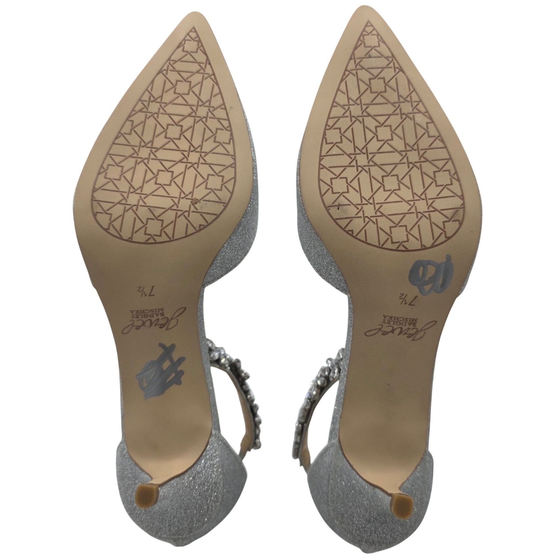 Badgley Mischka Jewel Badgley Mischka Women 7.5 Silver Robles Crystal Kitten Size US 7.5 / IT 37.5 - 4 Thumbnail