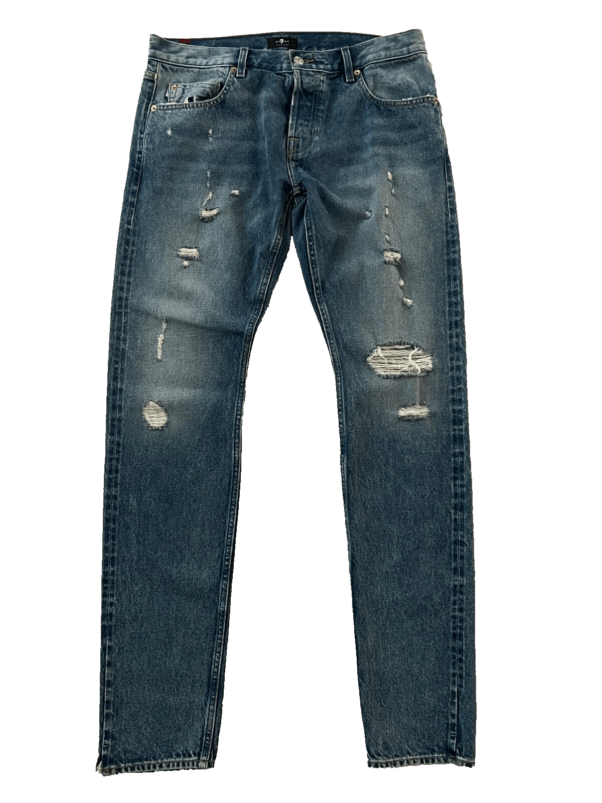 7 For All Mankind 7 For All Mankind Stacked Skinny Destroyed Jeans Blue ( 33 ) Size US 33 - 1 Thumbnail