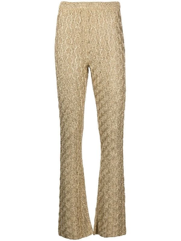 Gucci o1s1wg111025 Chunky Cable Knit Viscose Pant In Gold Size 28" / US 6 / IT 42 - 1 Thumbnail