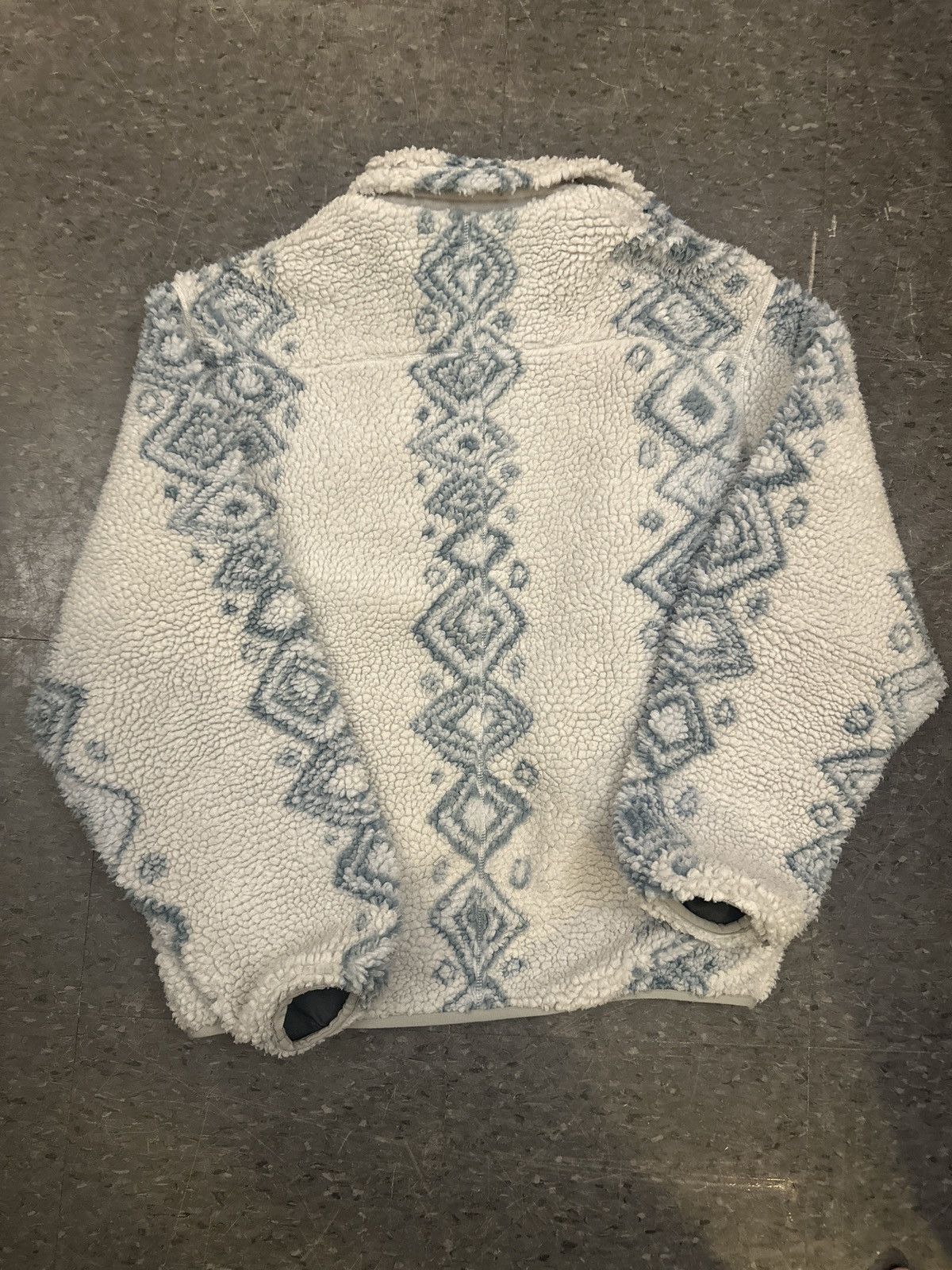 thisisneverthat RARE Korean BLUE & WHITE Patterned Fleece Size US M / EU 48-50 / 2 - 2 Thumbnail