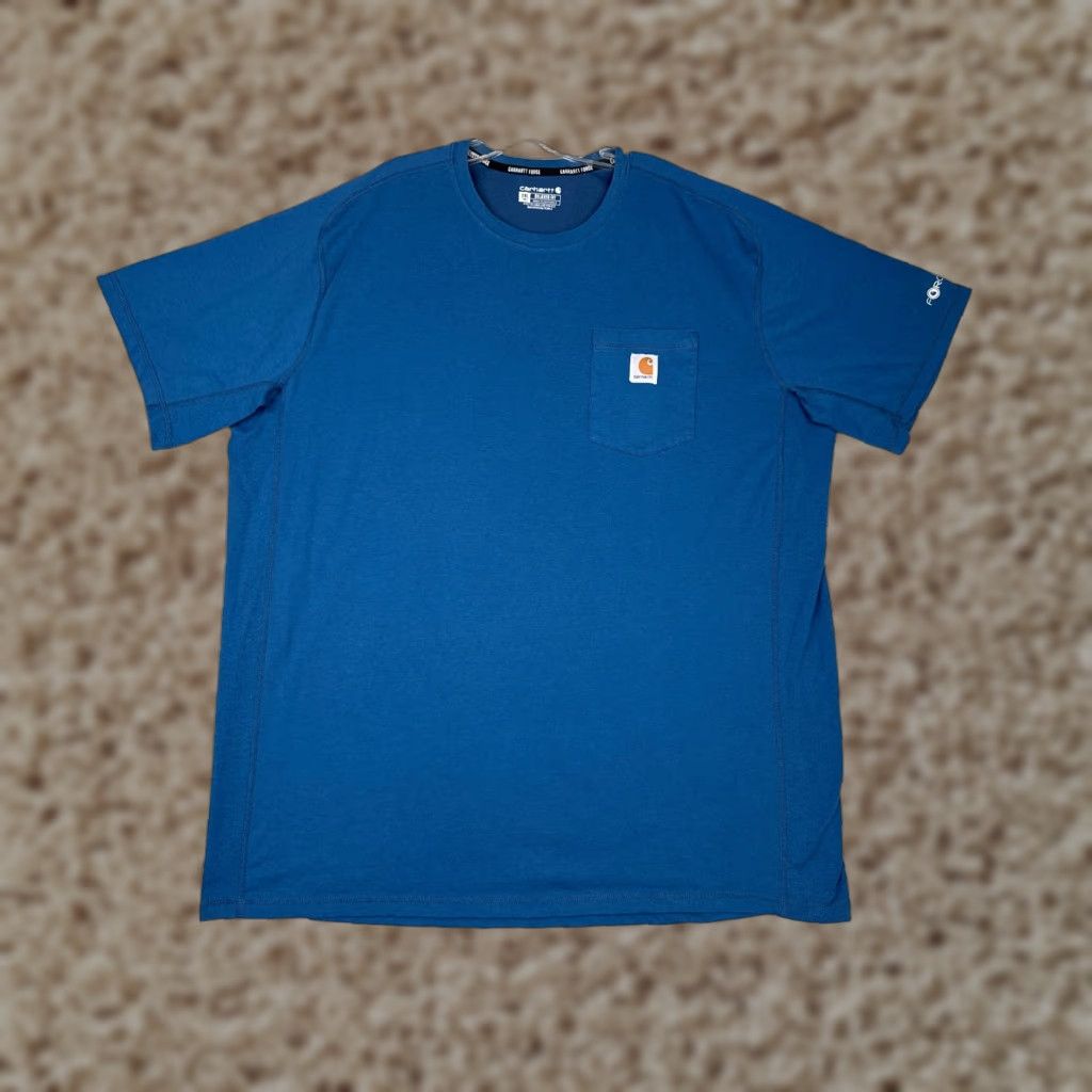 Carhartt Carhartt Men 2XT Shirt Blue Crew Pocket T-Shirt Workwear Polyester Blend K87 Big & Tall Read Size US XXL / EU 58 / 5 - 1 Thumbnail