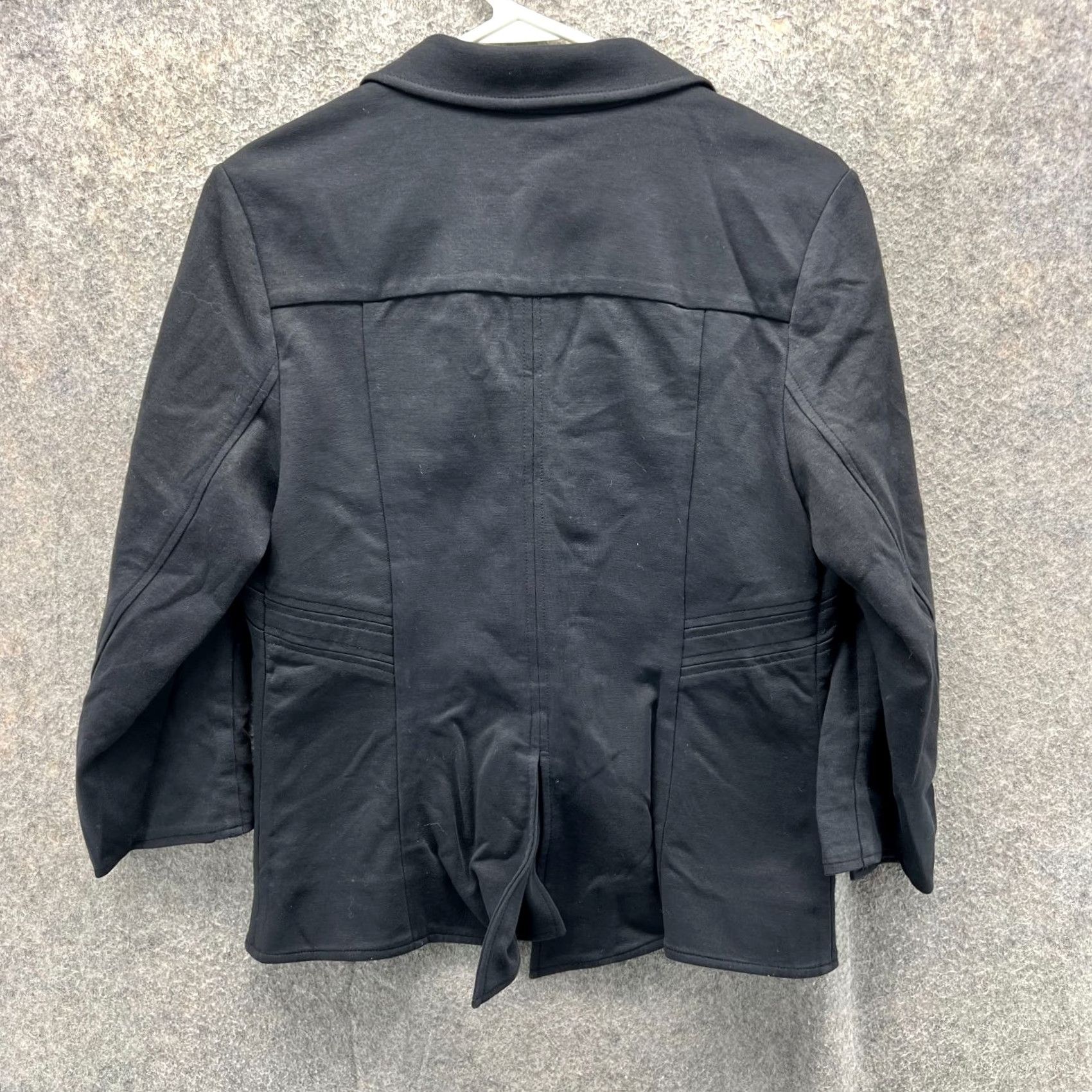 Diane von Furstenberg Diane von Furstenberg Blazer Womens 10 Black Cotton Blend 2-Button Pockets Jacket Regular Notch Long Sleeve Solid Dressy Size L / US 10 / IT 46 - 2 Thumbnail