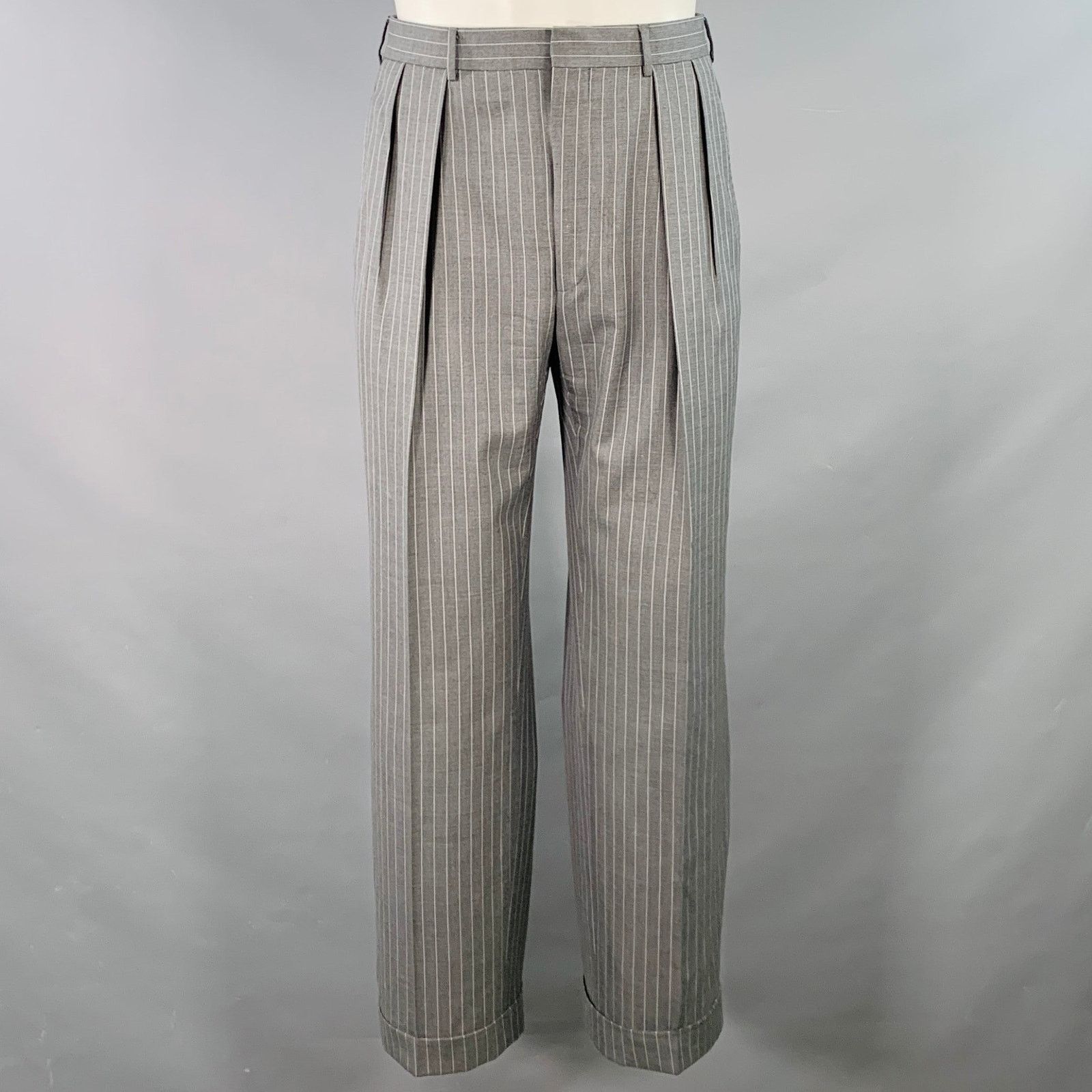 Ralph Lauren RALPH LAUREN Regular Grey Stripe Wool Notch Lapel Suit Size 40R - 4 Thumbnail