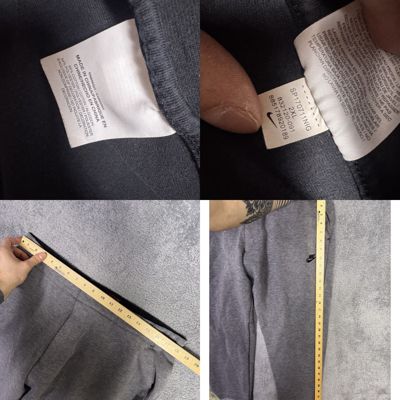 Nike Nike Tech Fleece Pants Mens 2XL Jogger Sweatpants Slim Tapered 832120 Heather Gray Size US 39 - 8 Thumbnail