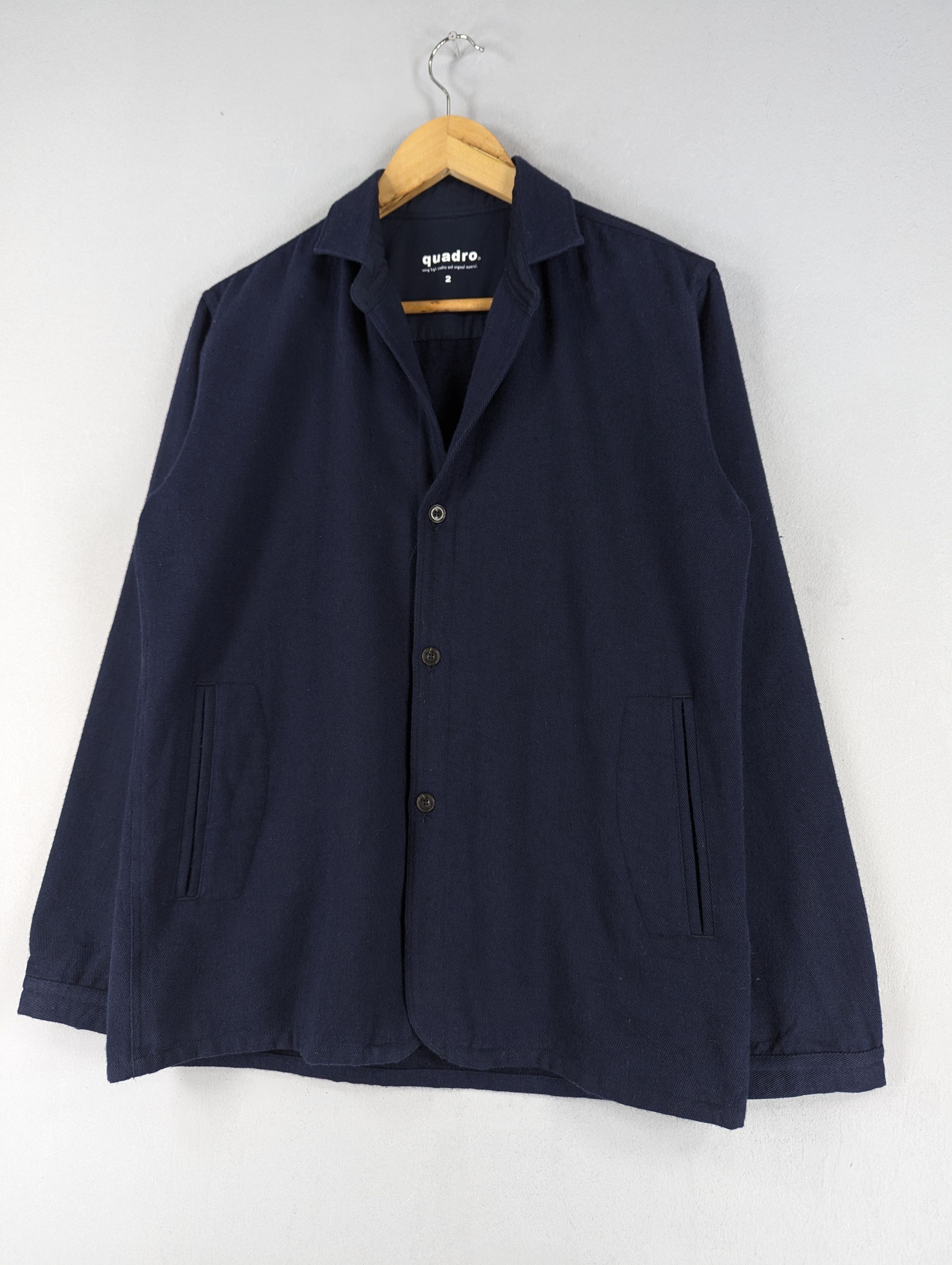 Japanese Brand Navy Blue Quadro Japan Button Ups Jacket Size 2 Size US M / EU 48-50 / 2 - 2 Thumbnail