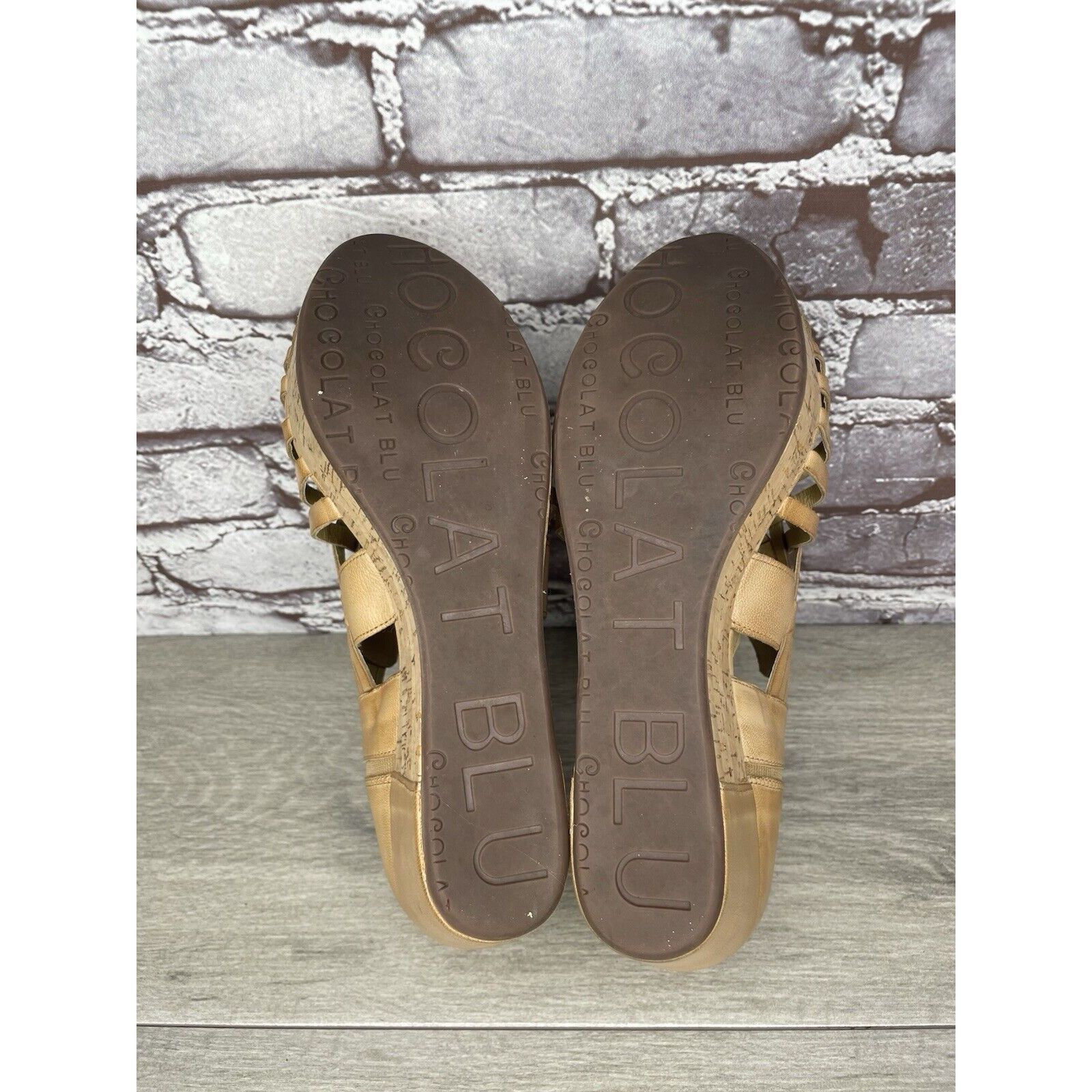 Other Chocolat Blu Web Tan Leather Woven Cork Wedge Platform Sanda Size US 9.5 / IT 39.5 - 6 Thumbnail