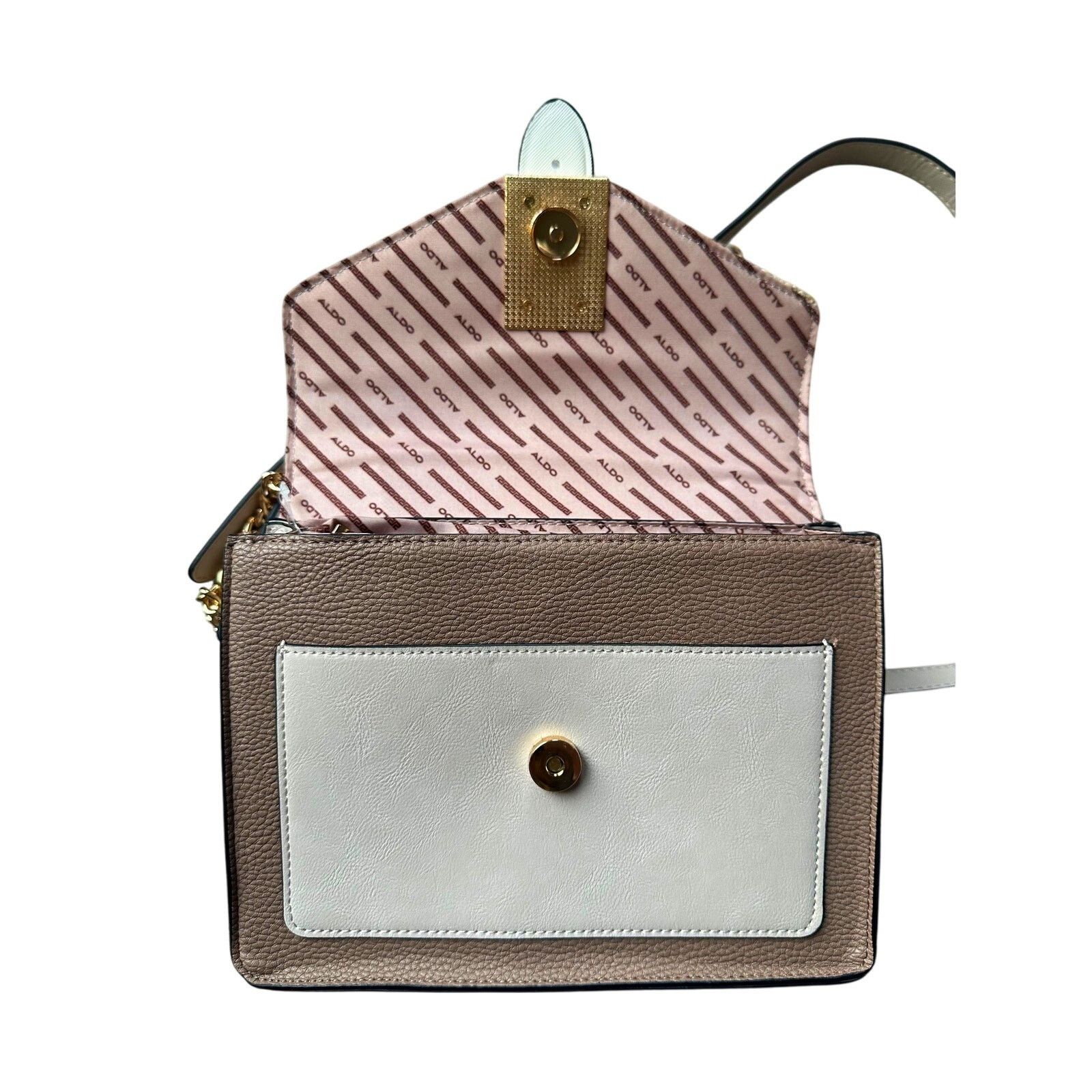 Aldo ALDO Satchel Beige & Taupe Straw Flap Bag w Melon Twilly Size ONE SIZE - 4 Thumbnail