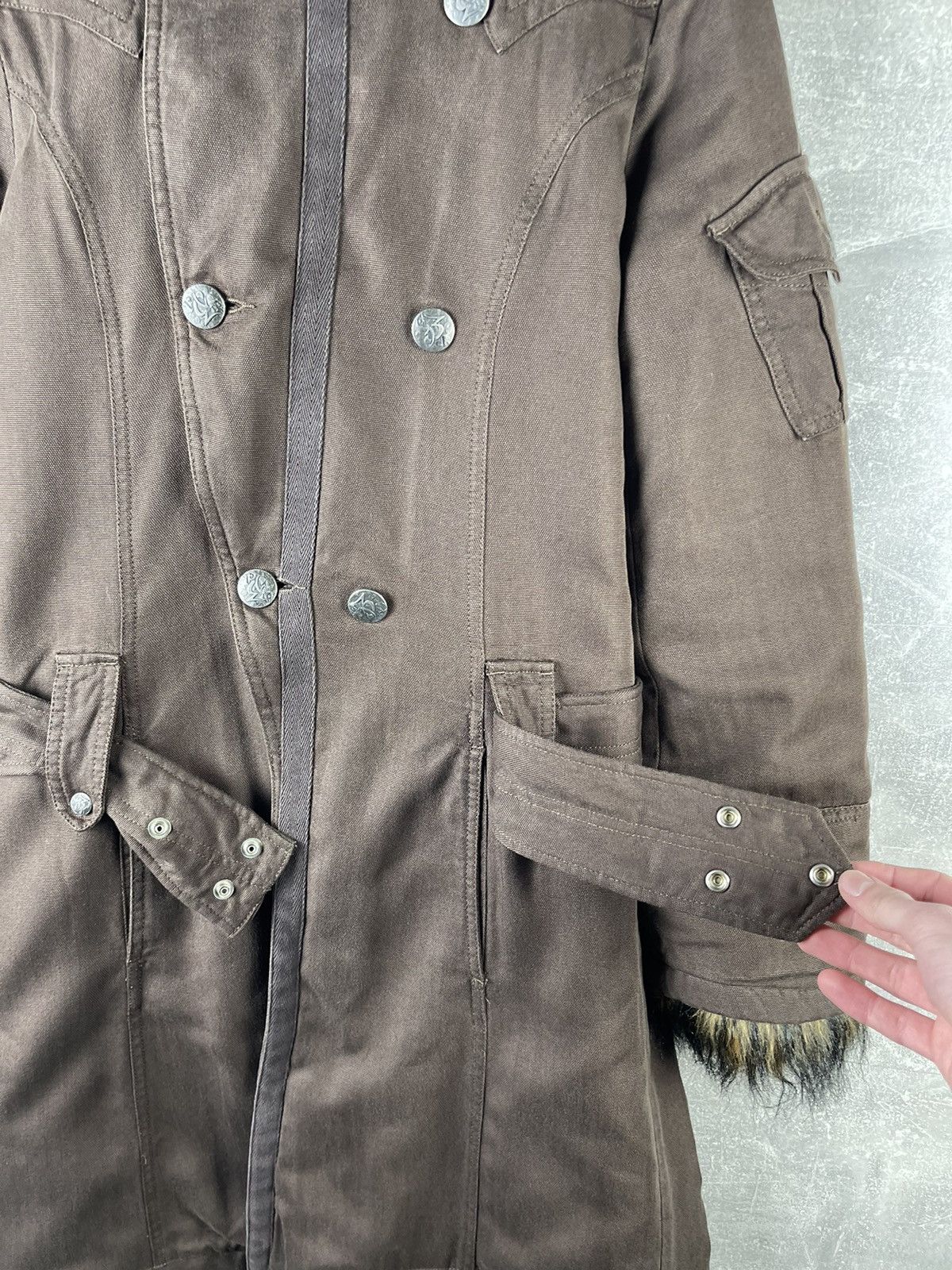 Diesel Diesel Y2K Fanny Lyocell Parka Belted Coat Fur Trim Hood Size M / US 6-8 / IT 42-44 - 6 Thumbnail