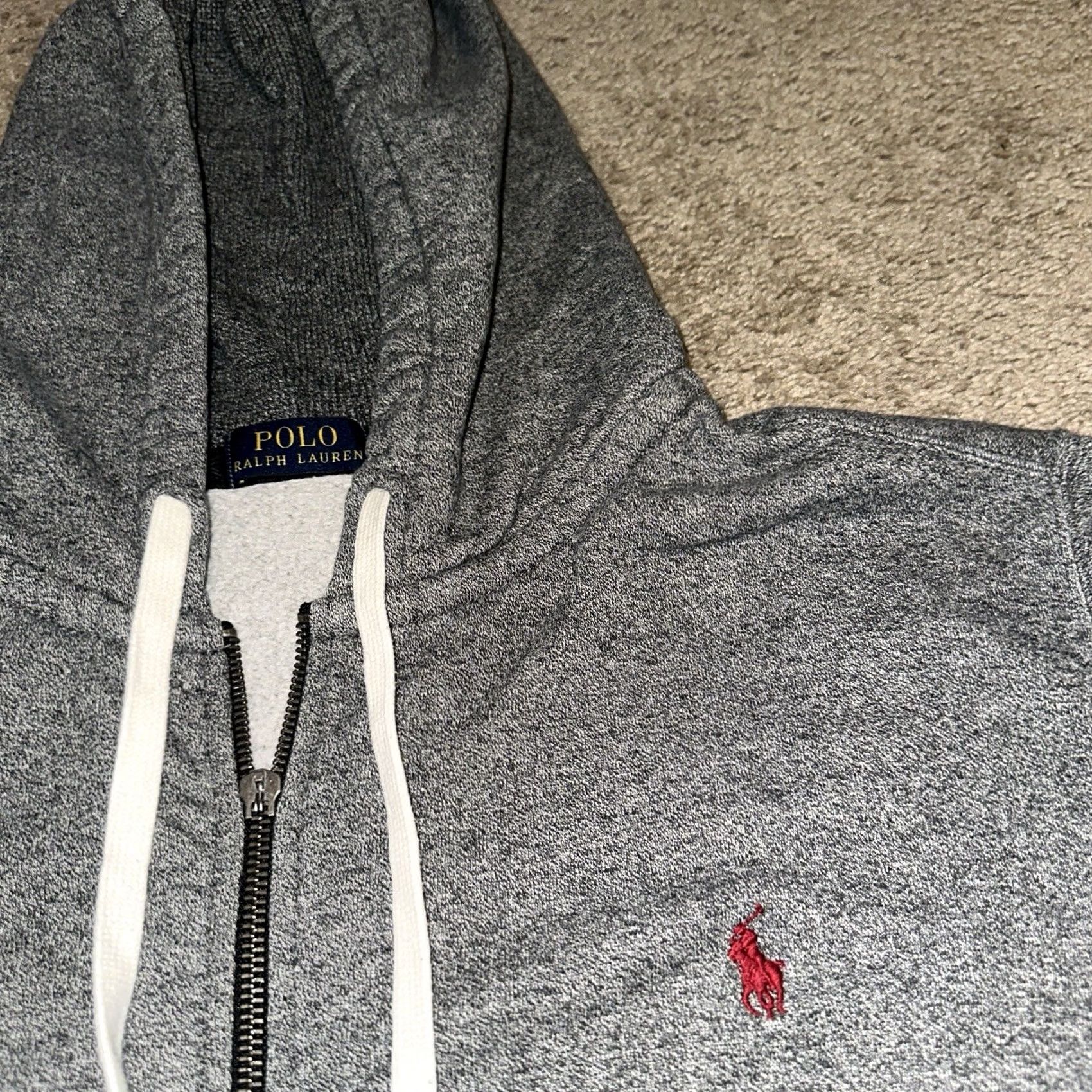 Polo Ralph Lauren VINTAGE Polo Ralph Lauren Hoodie Mens 2XL Full Zip Waffle Thermal Lined Pony Heavyweight Gray Cotton Fleece Embroidered Zipper Logo Size US XXL / EU 58 / 5 - 2 Thumbnail