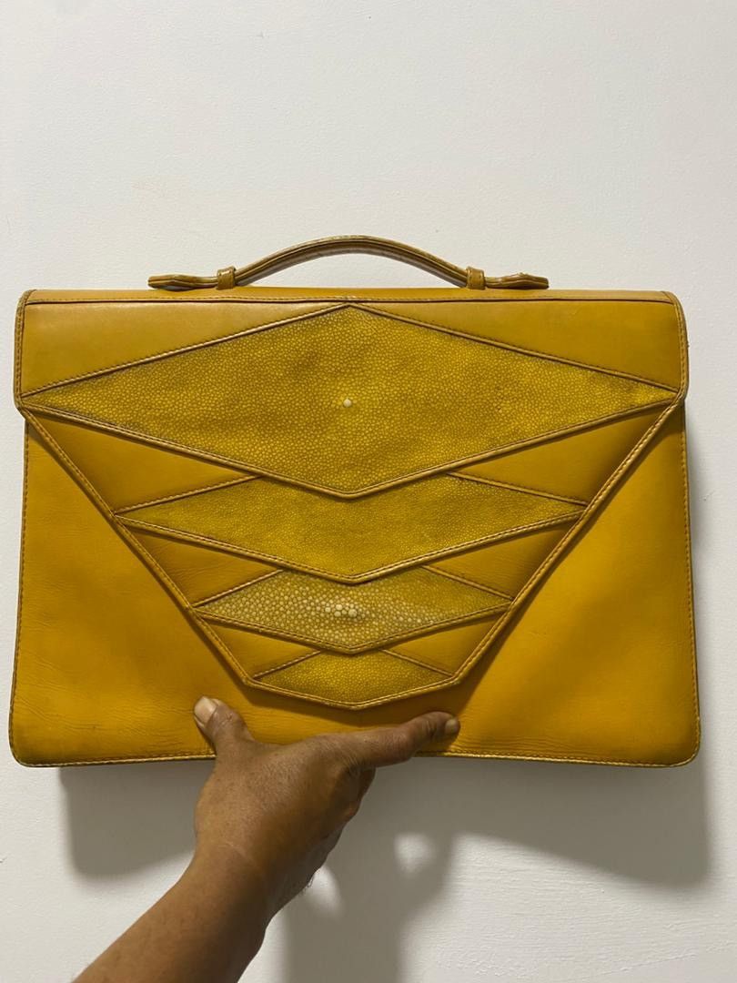 Lancel Lancel Paris Vintage Yellow Stingray Leather Briefcase Size ONE SIZE - 1 Thumbnail