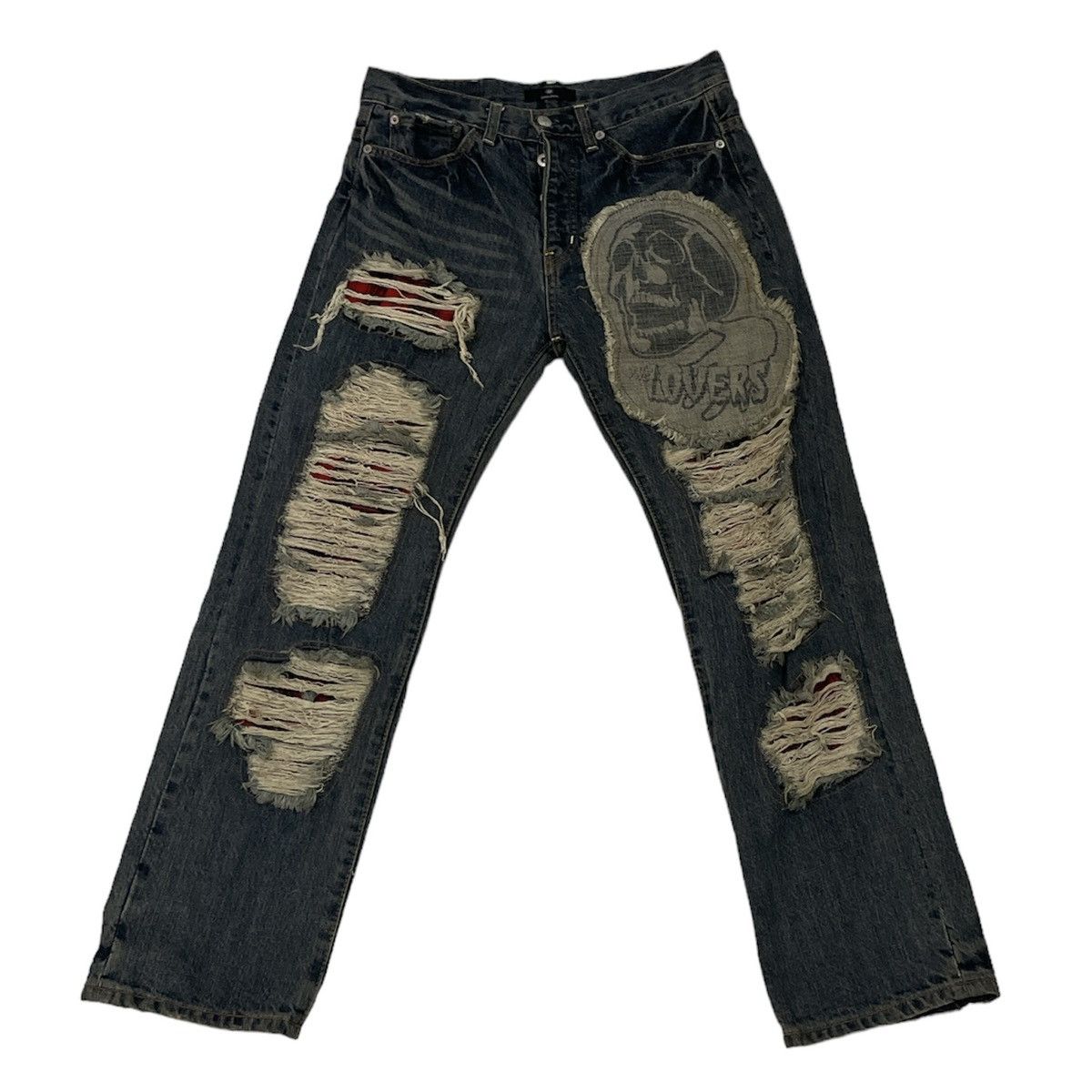 image of Archival Clothing x Lovers Rock Distressed Lover Rock Denim in Blur, Men's (Size 31)