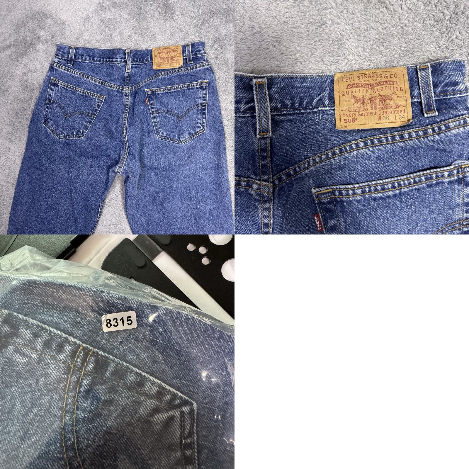 Levi's VINTAGE Levi's 505 Jeans Mens 34x34 Regular Straight Paper Tag Batwing 90s Y2K Jeans Mens Regular 34 Blue 34x34 Size US 36 / EU 52 - 9 Thumbnail