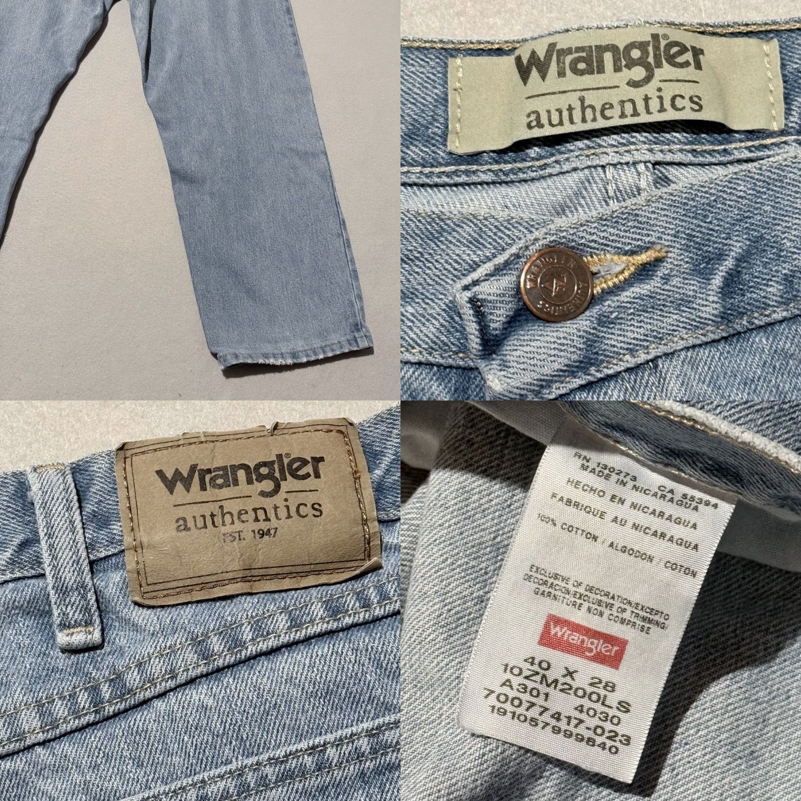Wrangler Wrangler Jeans Men's Denim Light Wash Classic Straight Zip Fly 40x28 Size US 40 / EU 56 - 8 Thumbnail