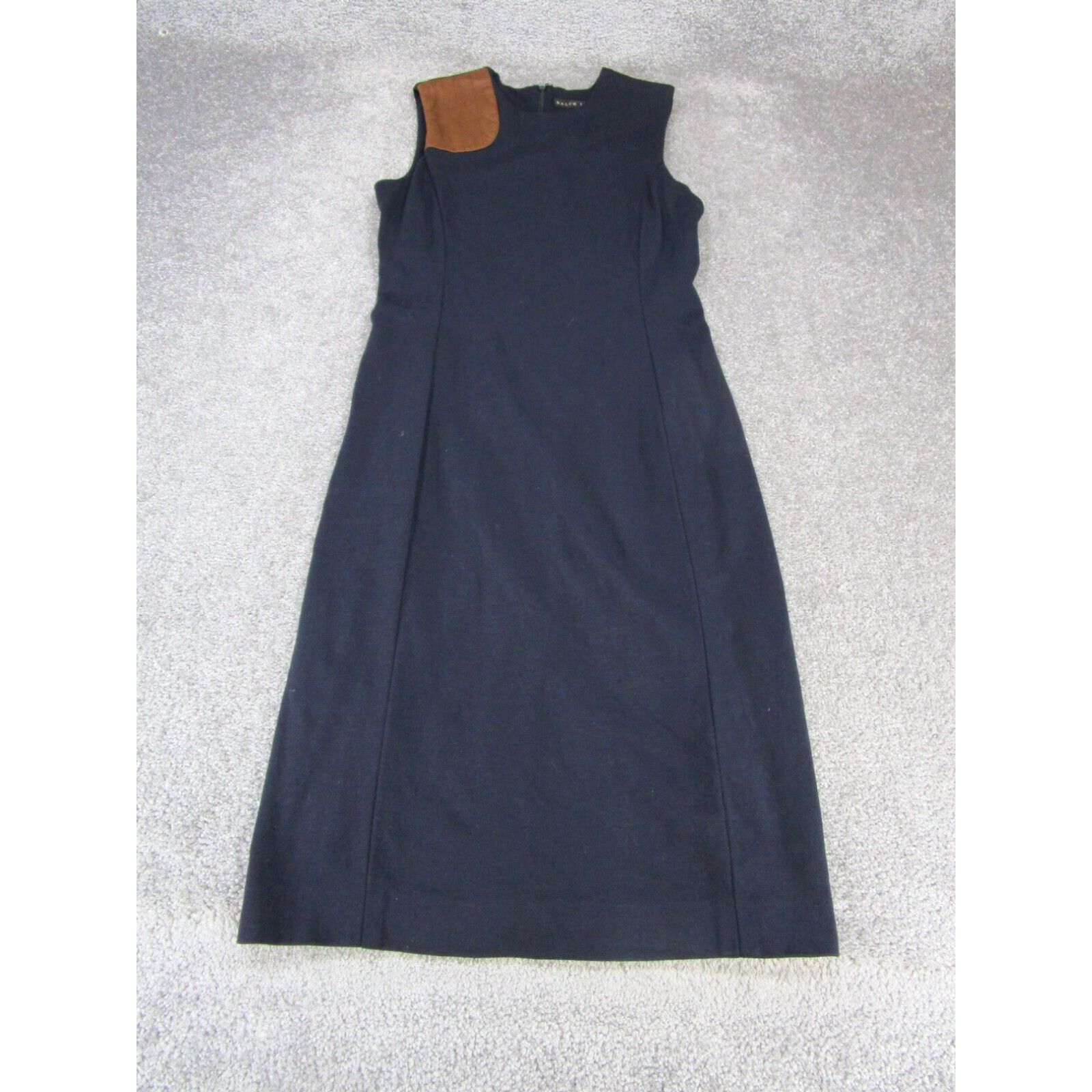 image of Ralph Laurent Black Label Bodycon Dress Womens 8 Navy Blue Back Zip Sleeveless in White (Size Mediu