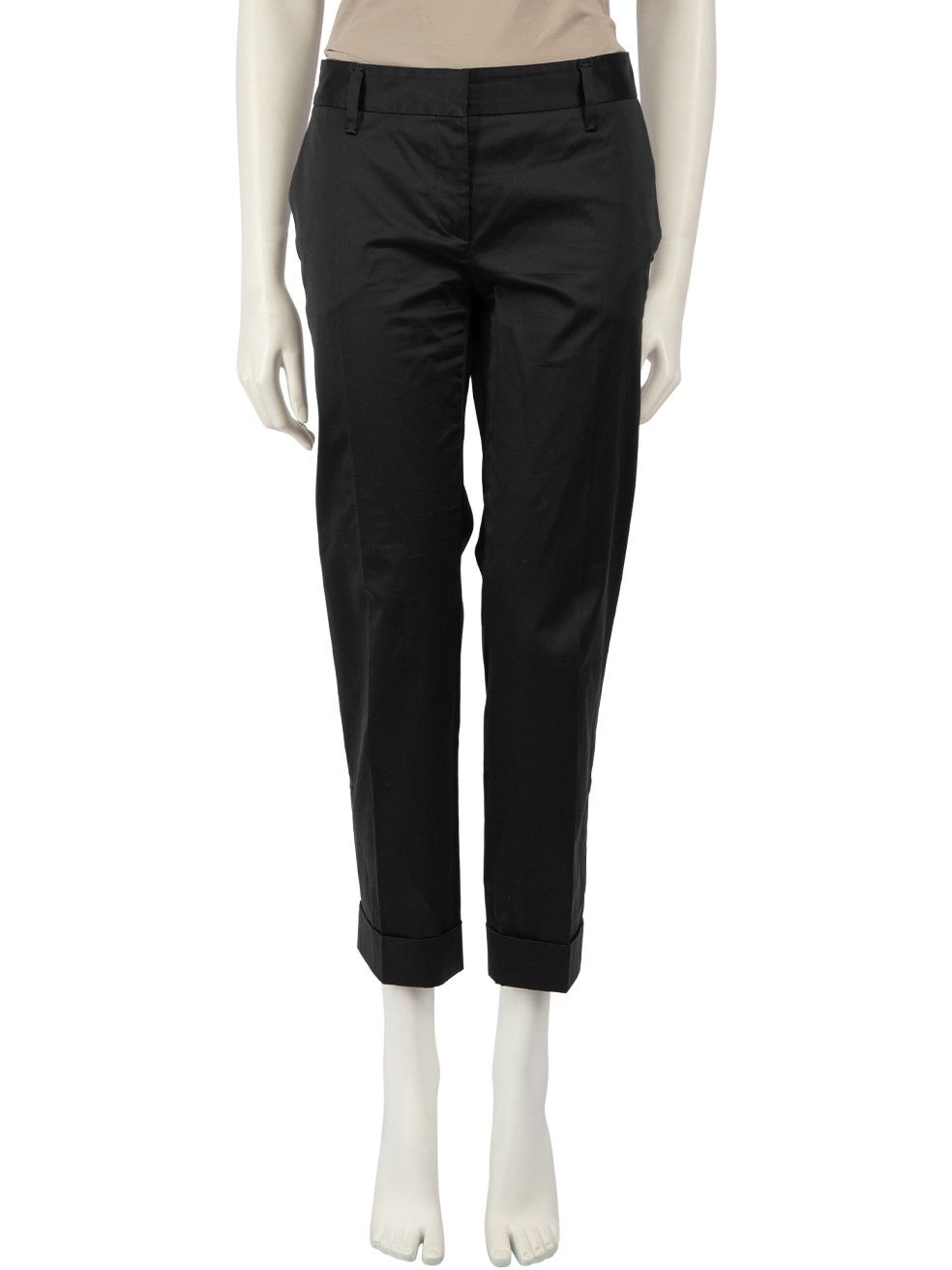 image of Prada Black Straight Fit Trousers, Women's (Size 28)