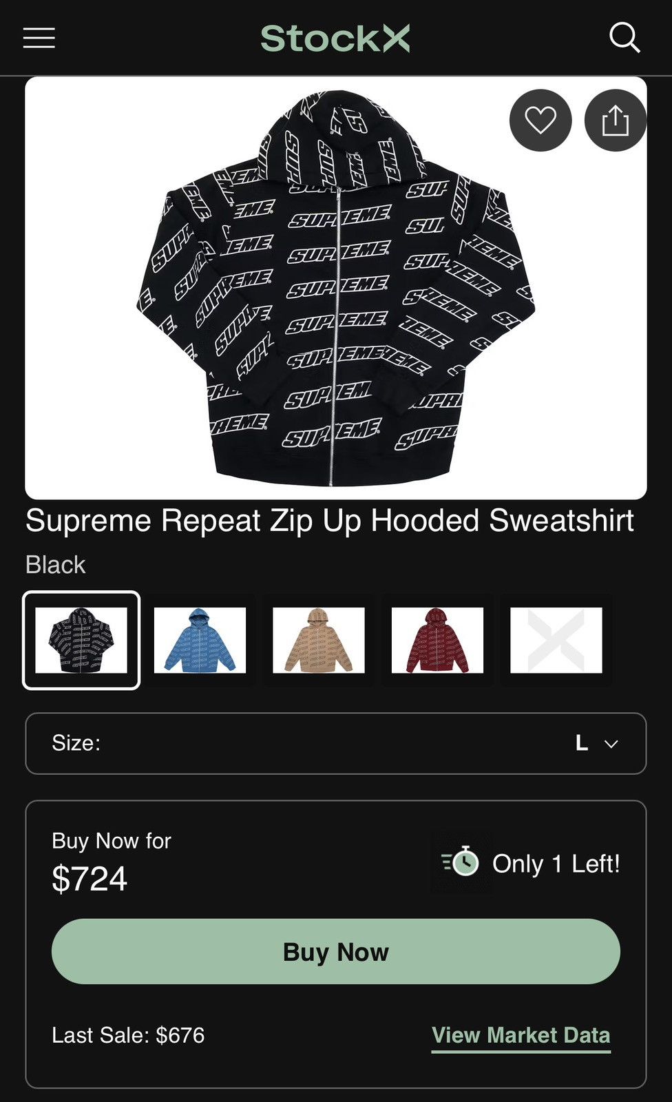 Supreme Supreme Repeat Zip Up Hoodie Size US L / EU 52-54 / 3 - 4 Thumbnail