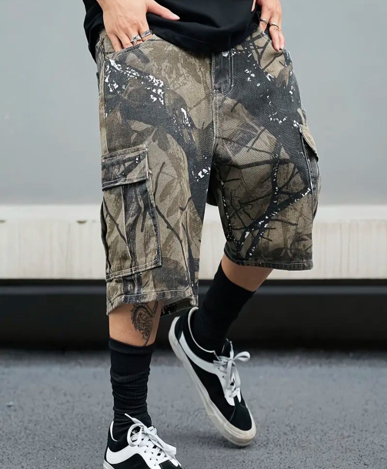 Designer × Vintage Camouflage Baggy Loose Streetwear Design Shorts Size US 30 / EU 46 - 3 Thumbnail