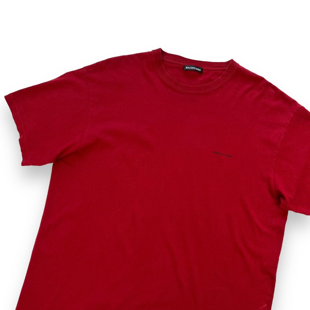 image of Balenciaga Mini Logo Red T Shirt, Men's (Size XL)