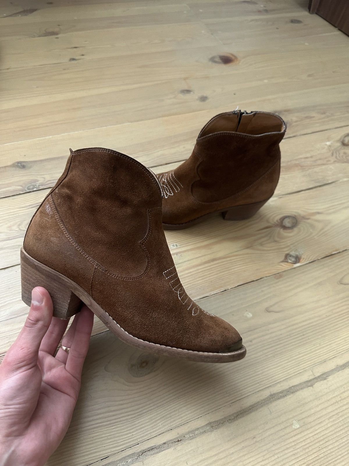Vintage Boots Suede Leather lavorazione artigiana made in Italy Size US 6 / IT 36 - 4 Thumbnail