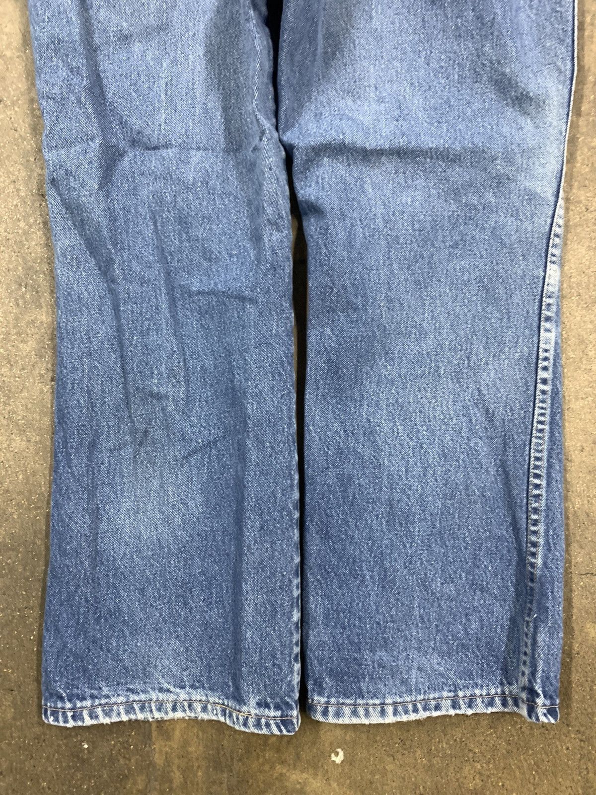 Jean × Vintage Vintage Rustler Yellow Tab Whisker Fade Knee Rip Jeans Size US 37 - 1 Thumbnail